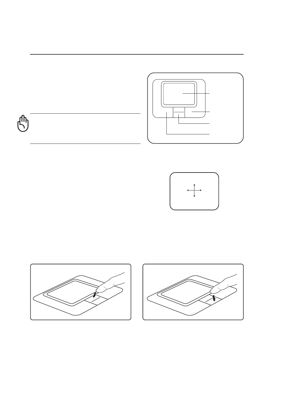 Pointing device, Using the touchpad, Touchpad usage illustrations | Scroll up scroll down | Asus L5D User Manual | Page 45 / 78