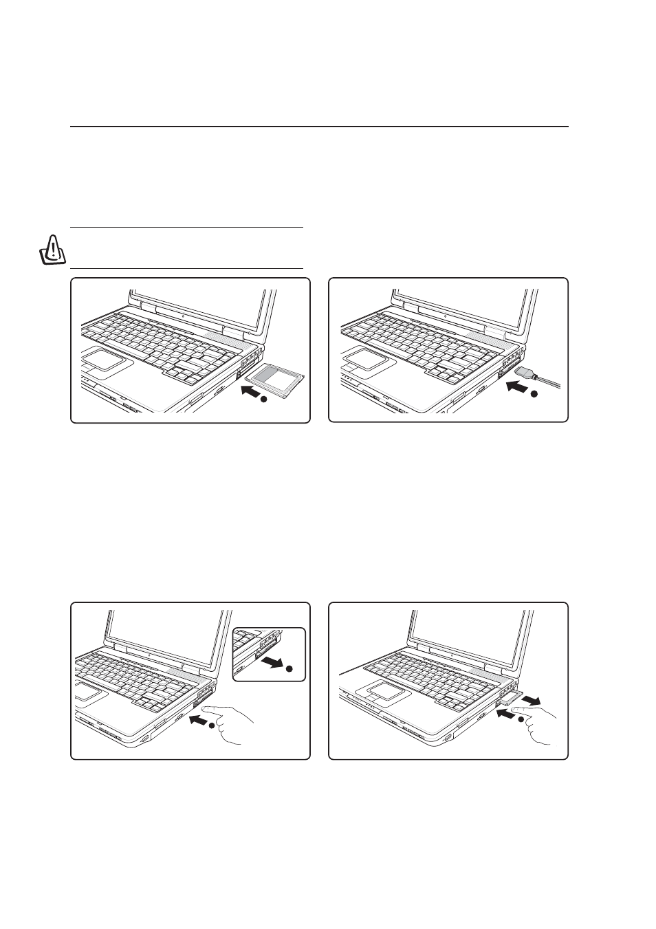 Inserting a pc card (pcmcia), Removing a pc card (pcmcia) | Asus L5D User Manual | Page 51 / 78