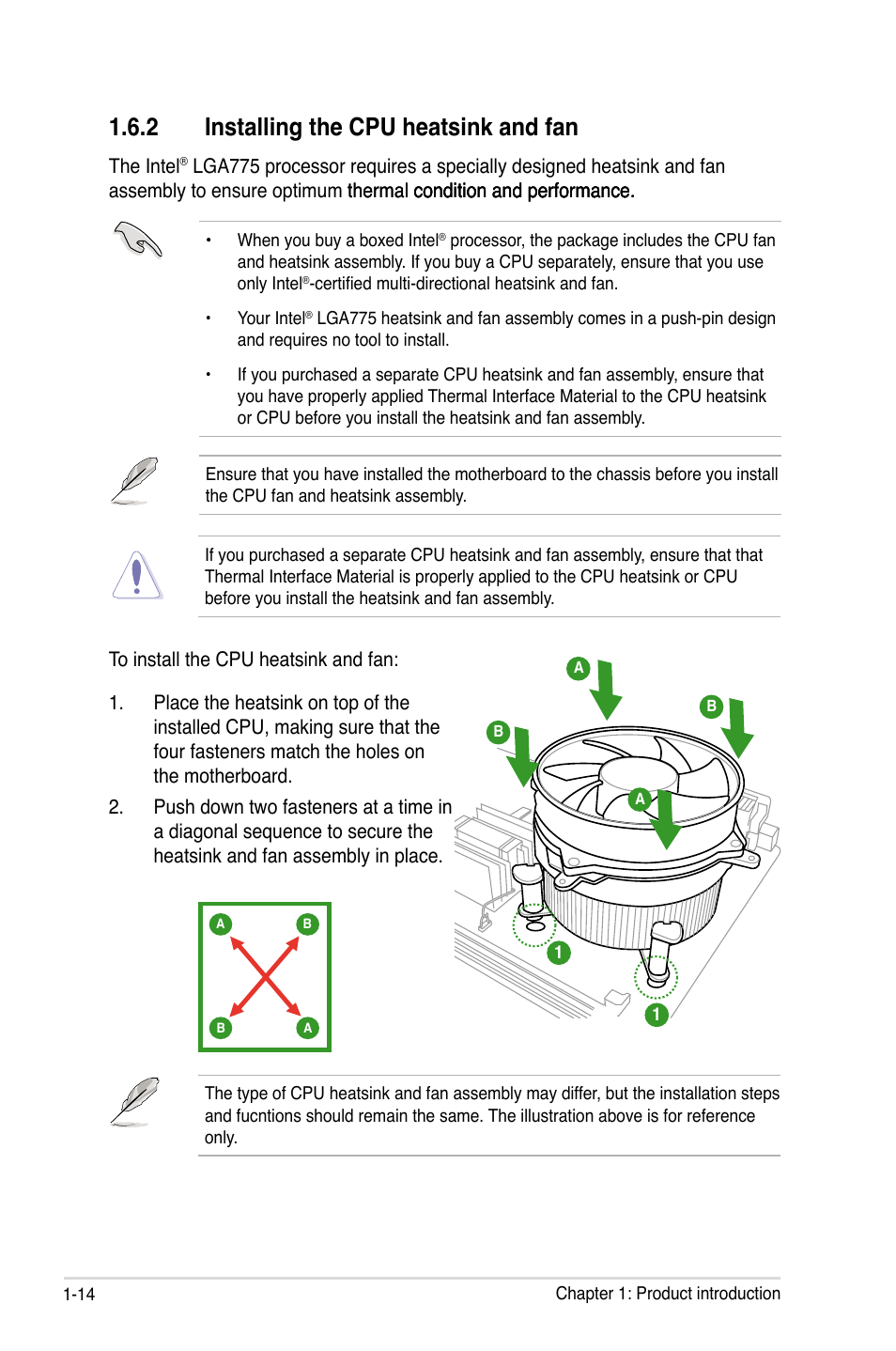 2 installing the cpu heatsink and fan | Asus P5Q SE PLUS User Manual | Page 26 / 100