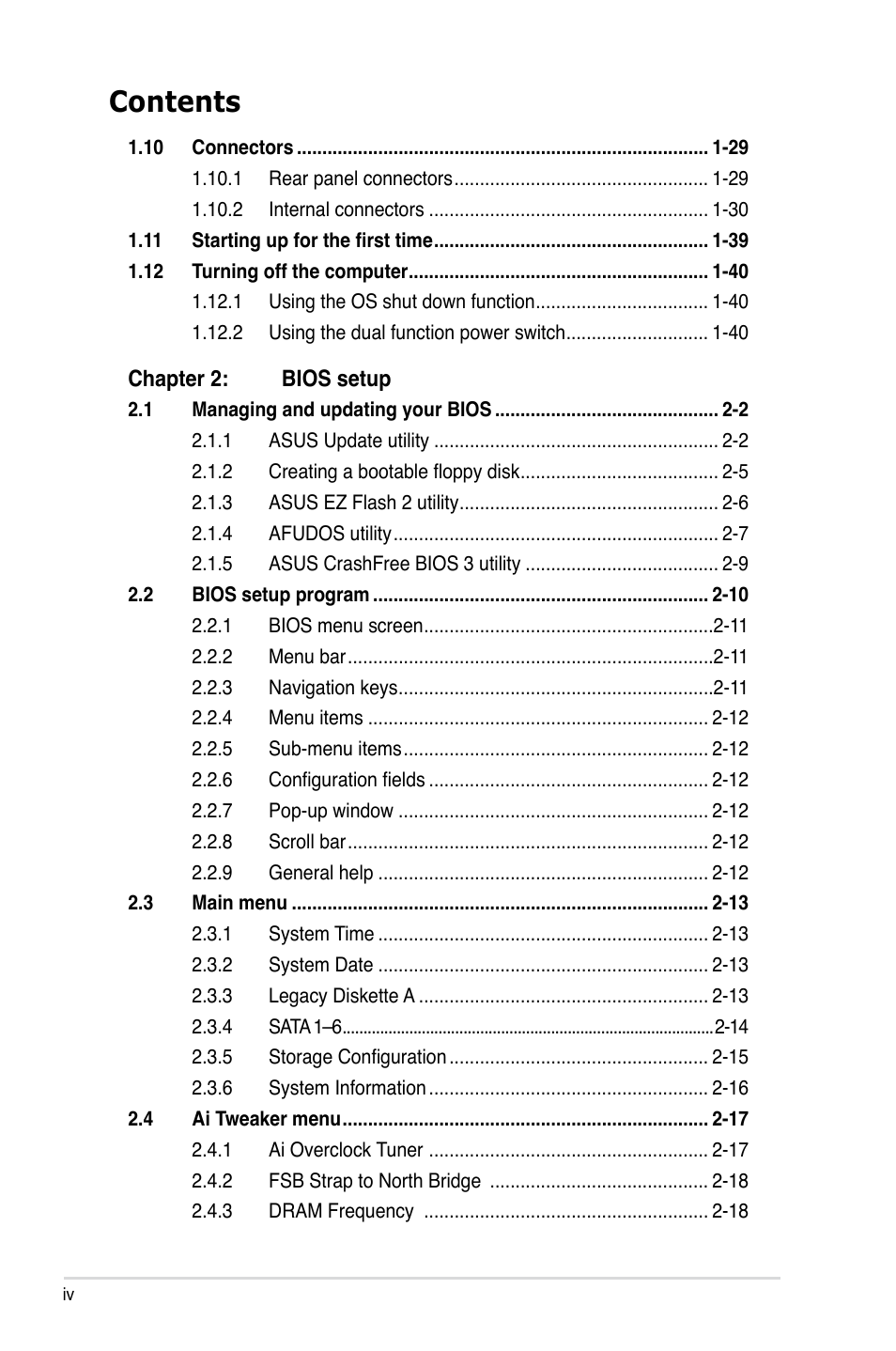 Asus P5Q SE PLUS User Manual | Page 4 / 100