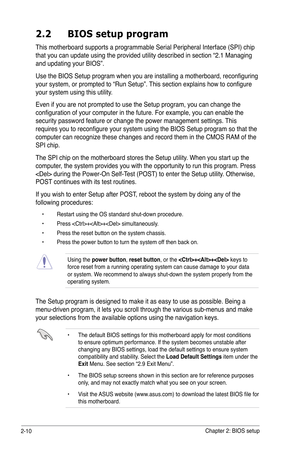 2 bios setup program | Asus P5Q SE PLUS User Manual | Page 62 / 100