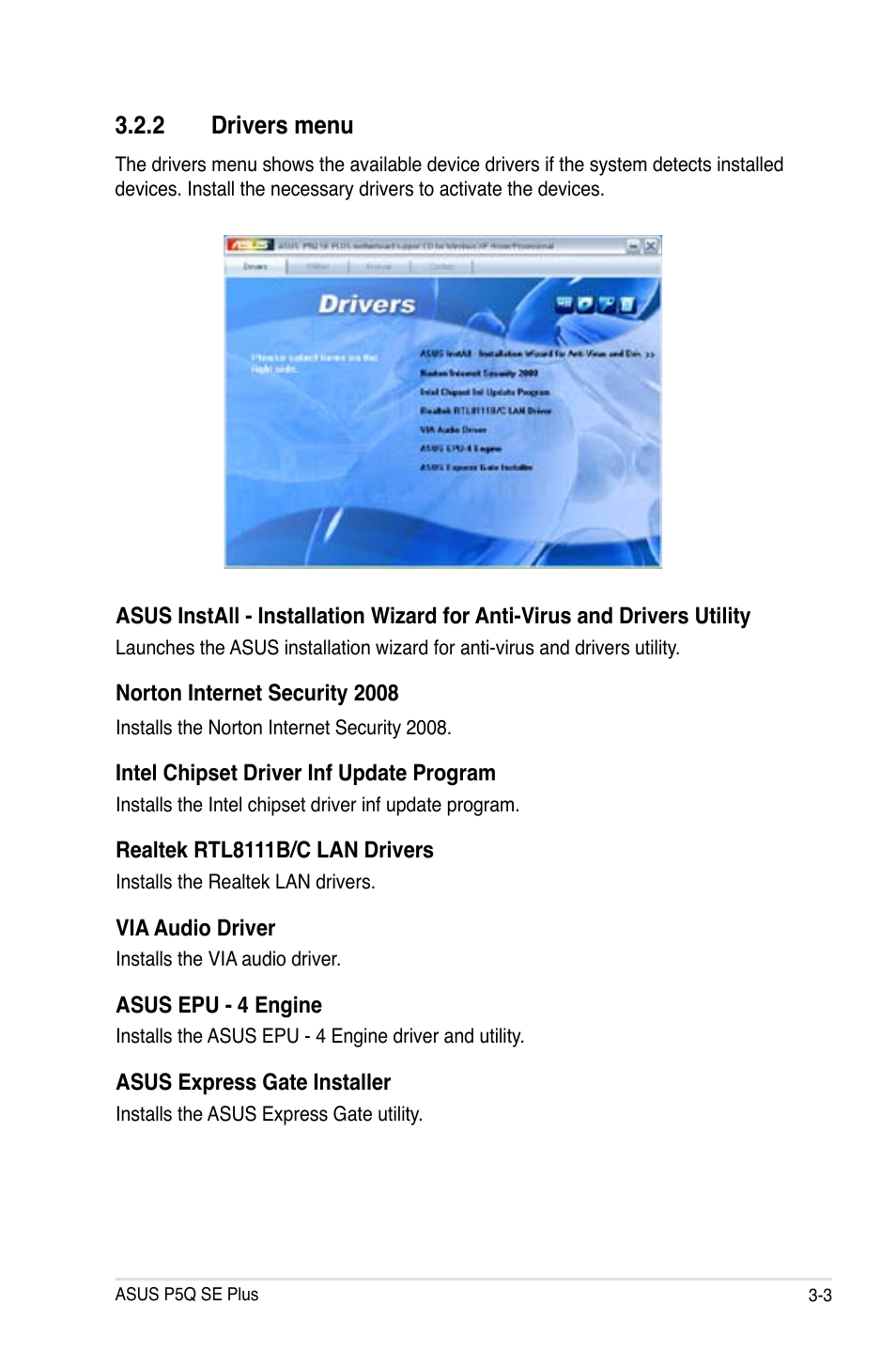 2 drivers menu | Asus P5Q SE PLUS User Manual | Page 95 / 100