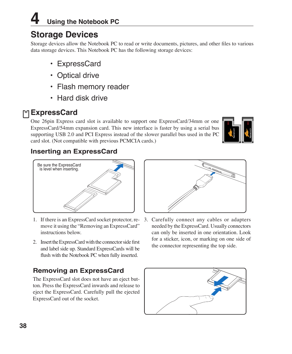 Storage devices | Asus Z96F User Manual | Page 38 / 73