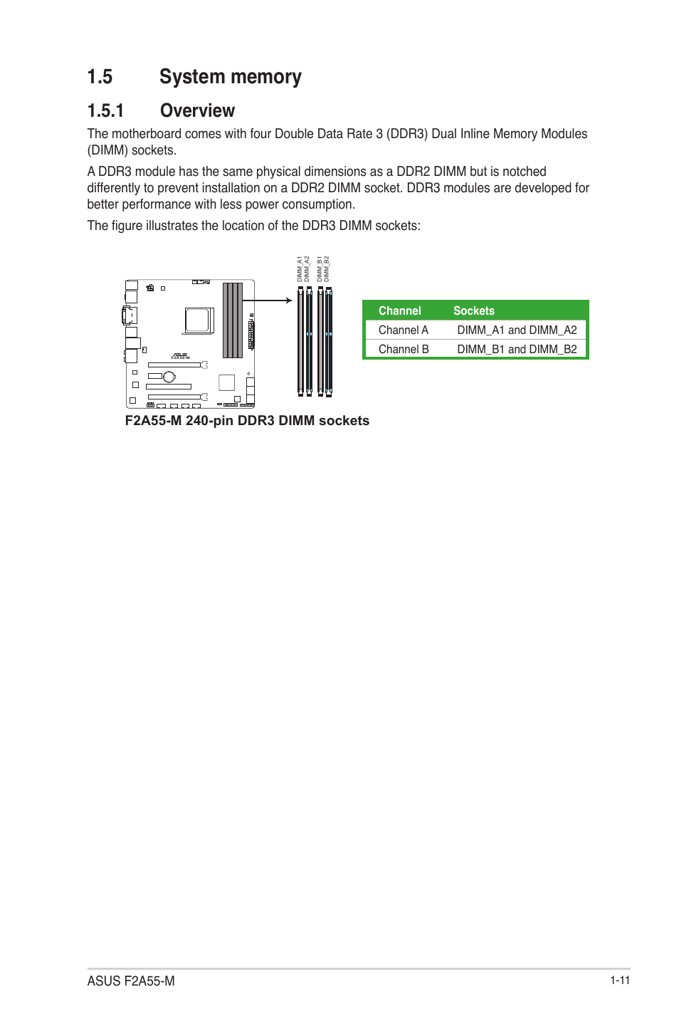 5 system memory, 1 overview, 5 system memory -11 | Overview -11 | Asus F2A55-M User Manual | Page 23 / 84