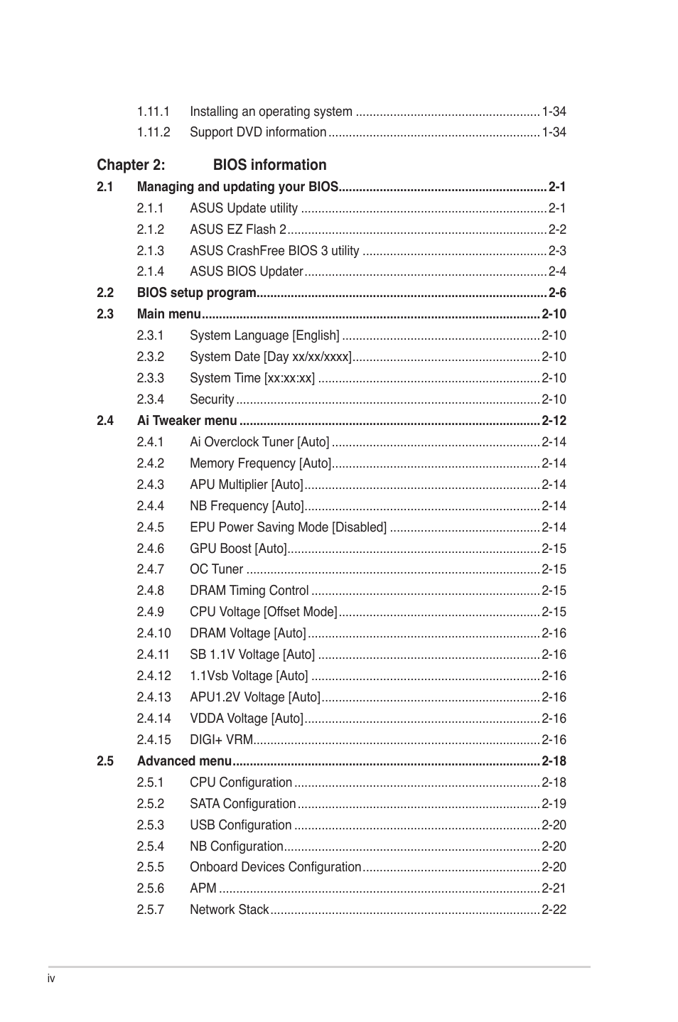 Asus F2A55-M User Manual | Page 4 / 84