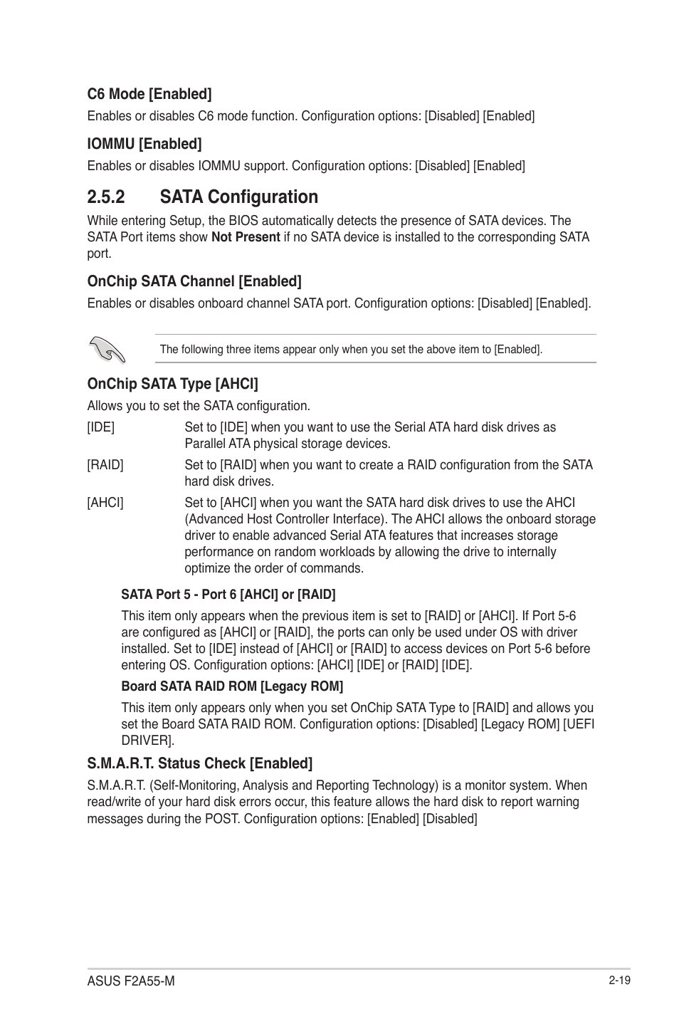 2 sata configuration, Sata configuration -19 | Asus F2A55-M User Manual | Page 65 / 84