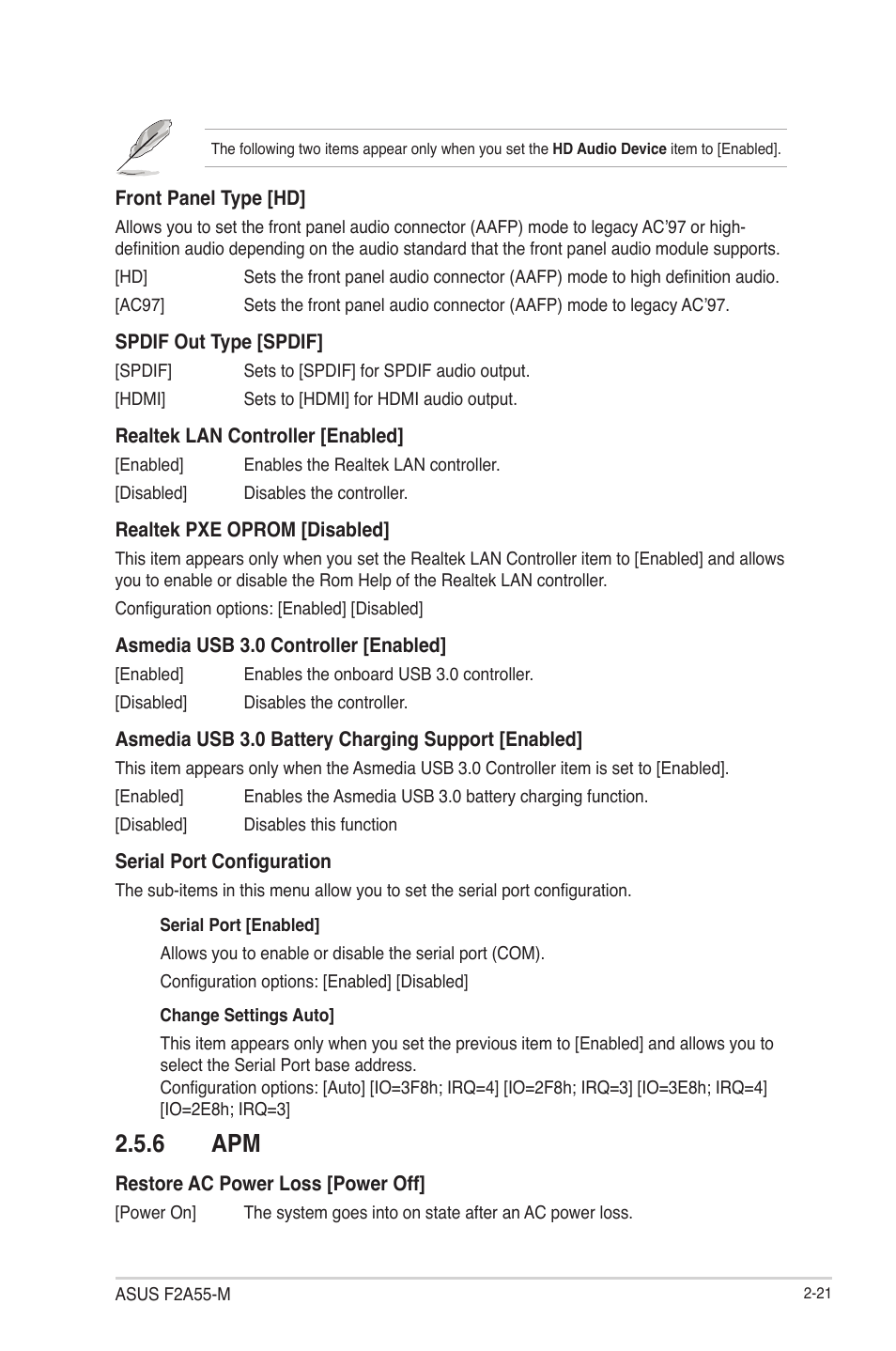 6 apm, Apm -21 | Asus F2A55-M User Manual | Page 67 / 84