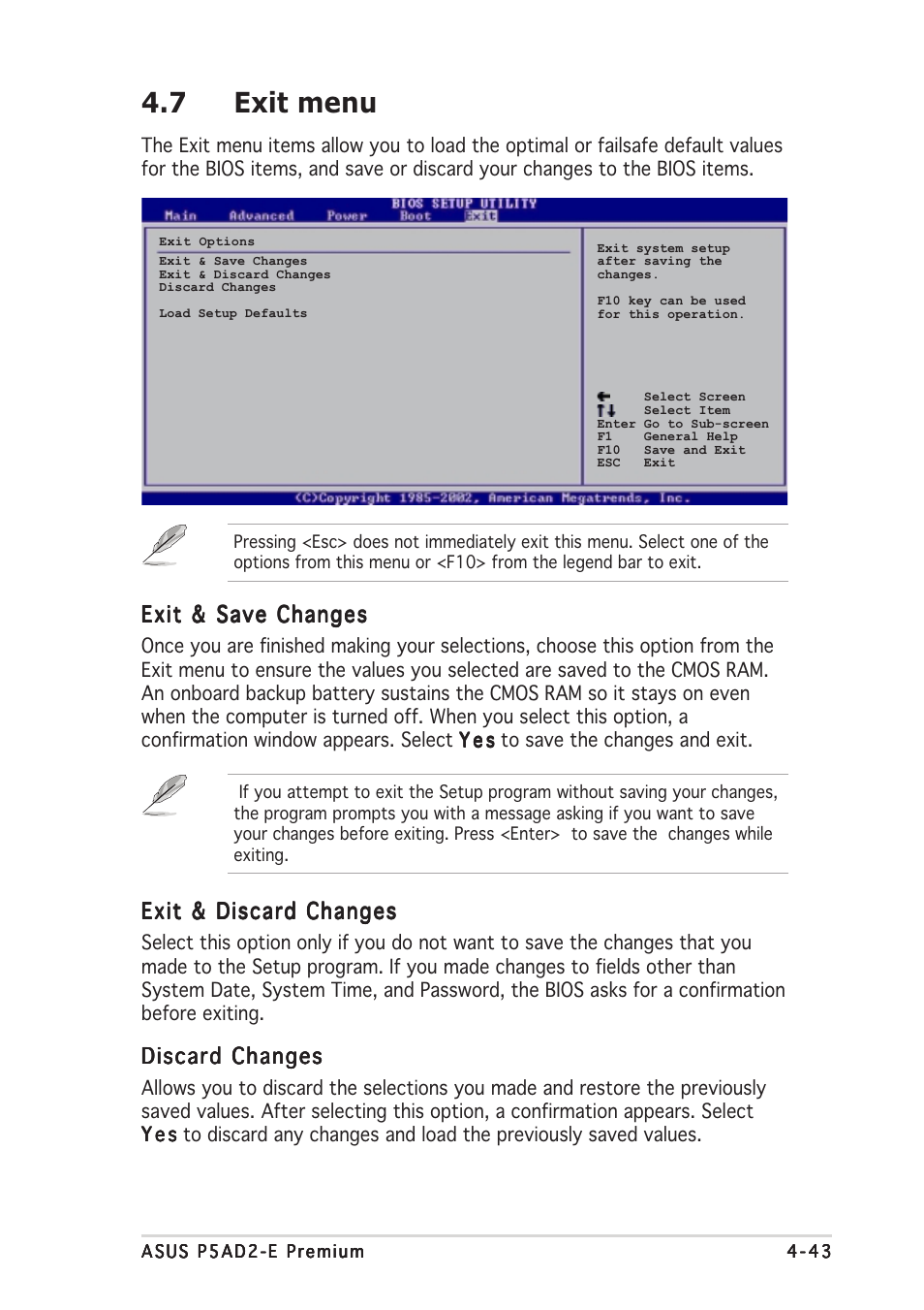 7 exit menu | Asus P5AD2-E Premium User Manual | Page 113 / 166