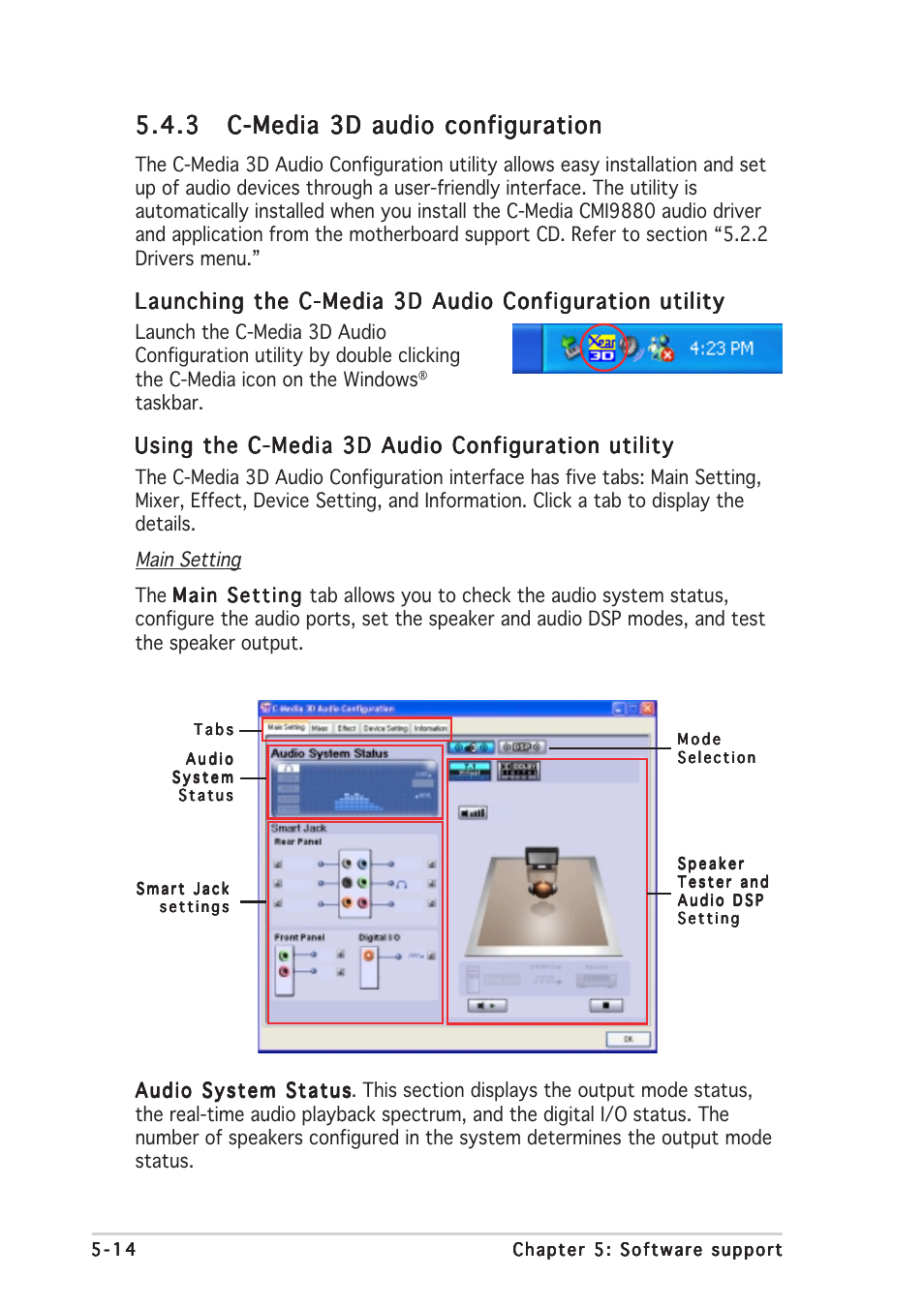 Using the c-media 3d audio configuration utility | Asus P5AD2-E Premium User Manual | Page 130 / 166