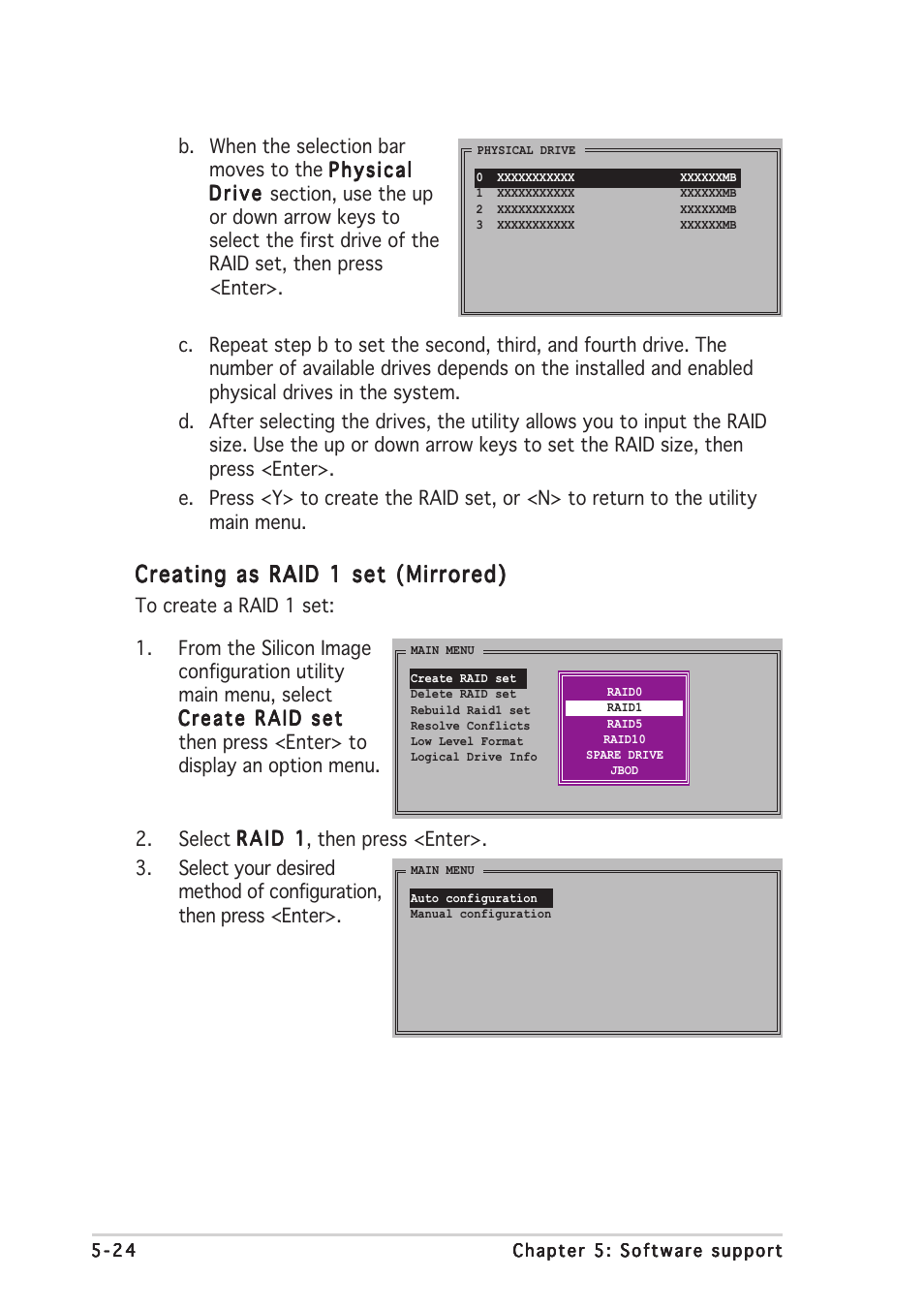 Creating as raid 1 set (mirrored) | Asus P5AD2-E Premium User Manual | Page 140 / 166