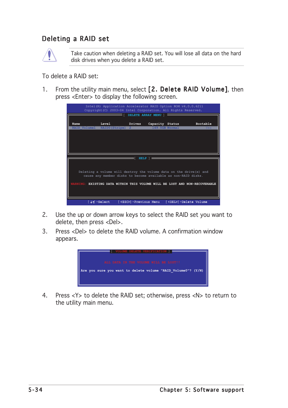 Deleting a raid set | Asus P5AD2-E Premium User Manual | Page 150 / 166