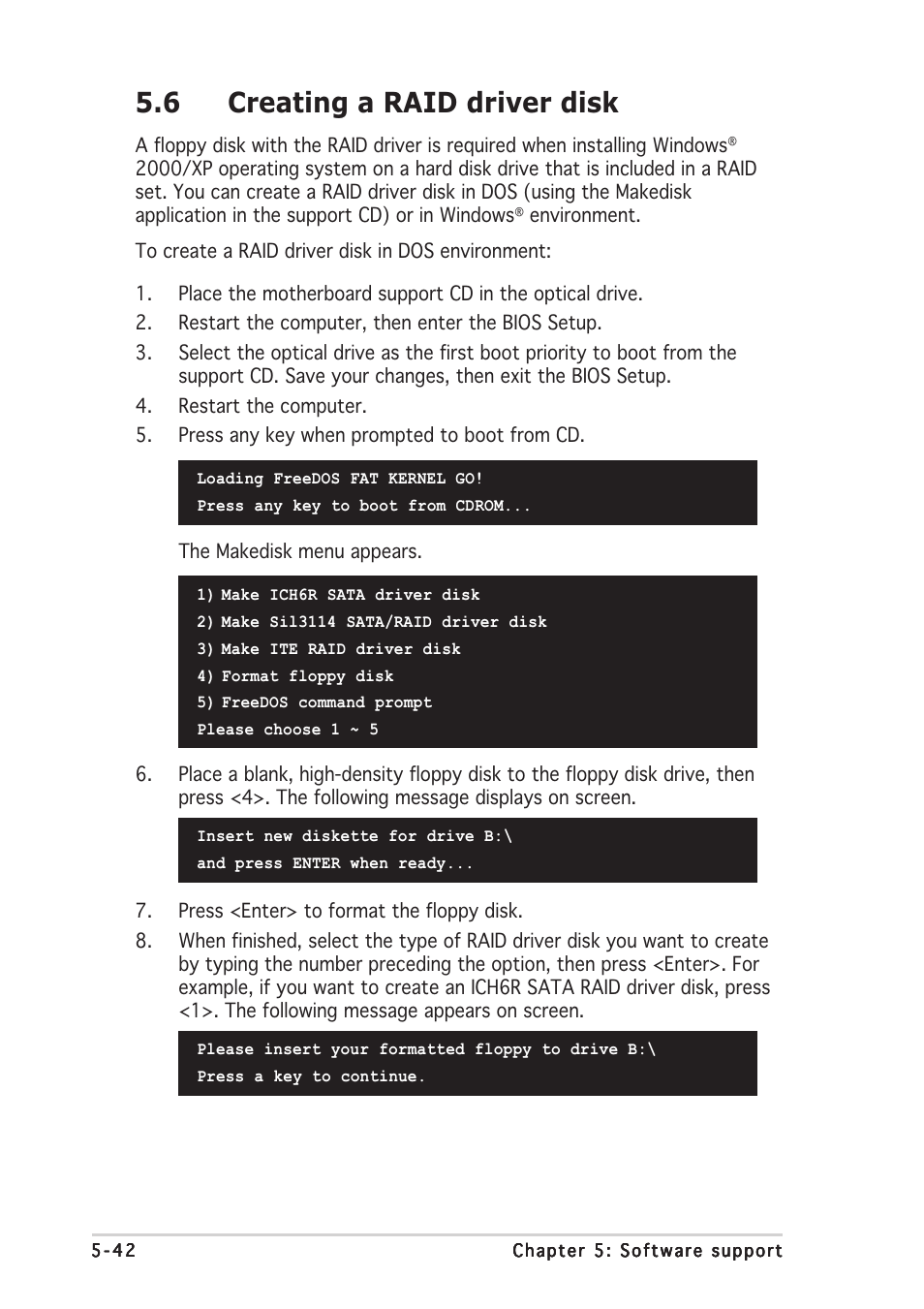 6 creating a raid driver disk | Asus P5AD2-E Premium User Manual | Page 158 / 166