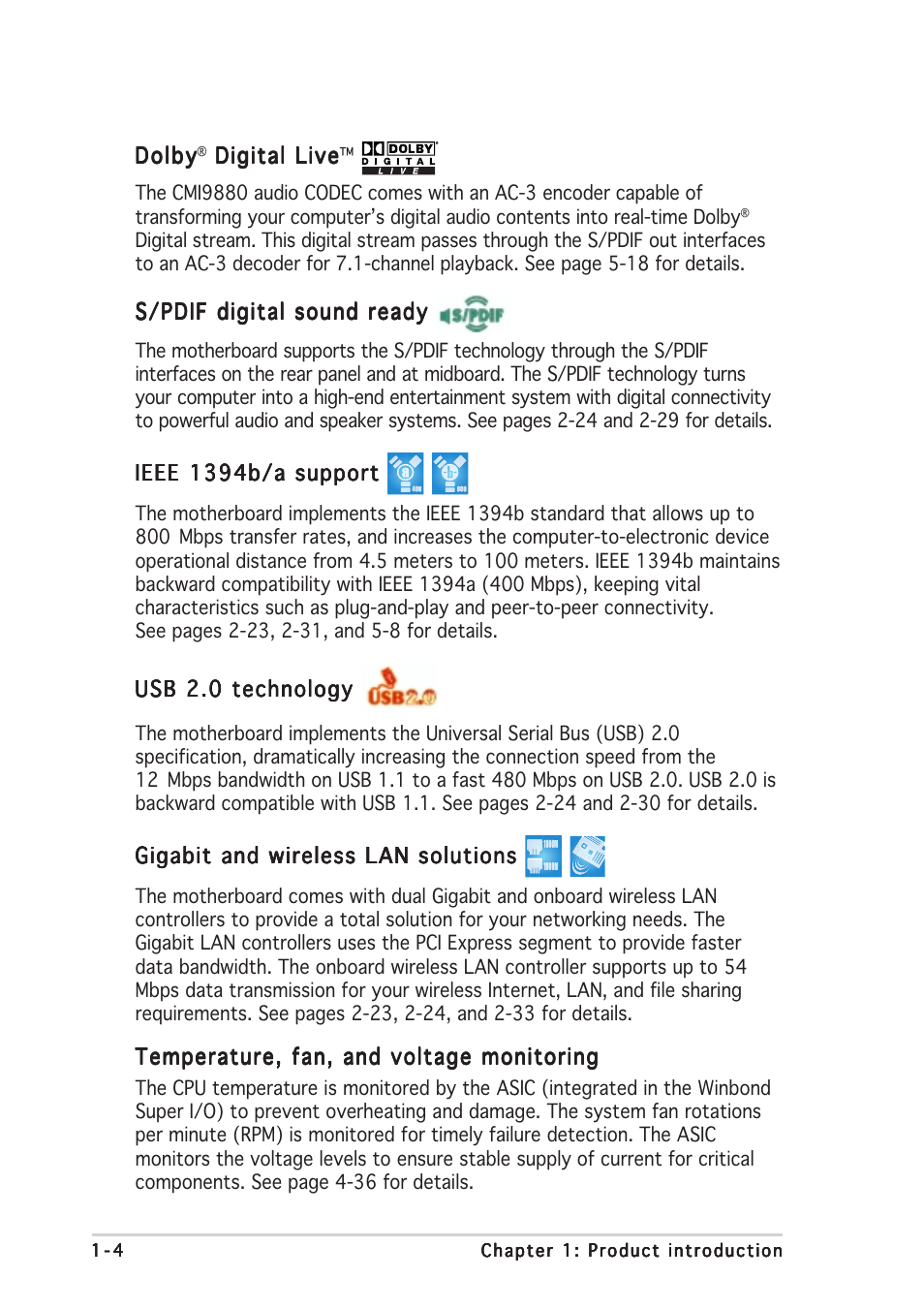 Asus P5AD2-E Premium User Manual | Page 18 / 166