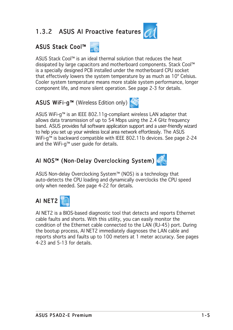 Asus P5AD2-E Premium User Manual | Page 19 / 166
