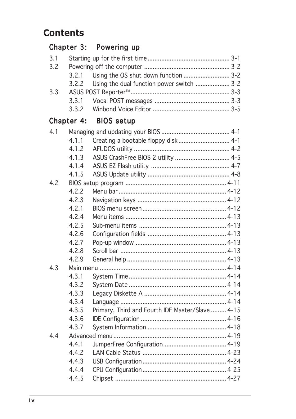 Asus P5AD2-E Premium User Manual | Page 4 / 166