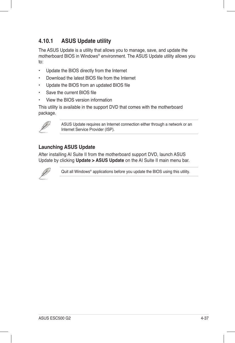 1 asus update utility, 1 asus update utility -37 | Asus ESC500 G2 User Manual | Page 105 / 140