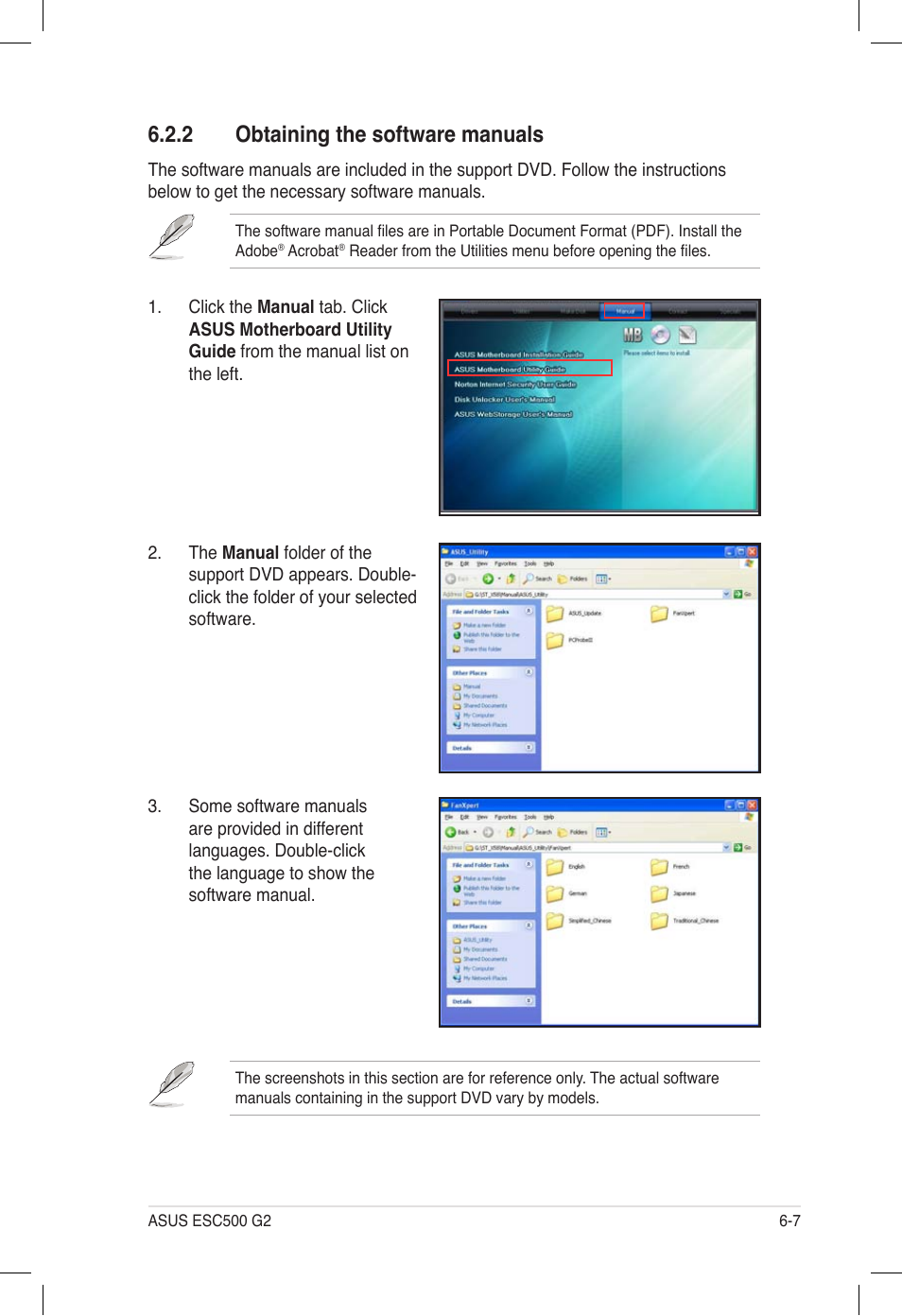 2 obtaining the software manuals, Obtaining the software manuals -7 | Asus ESC500 G2 User Manual | Page 125 / 140