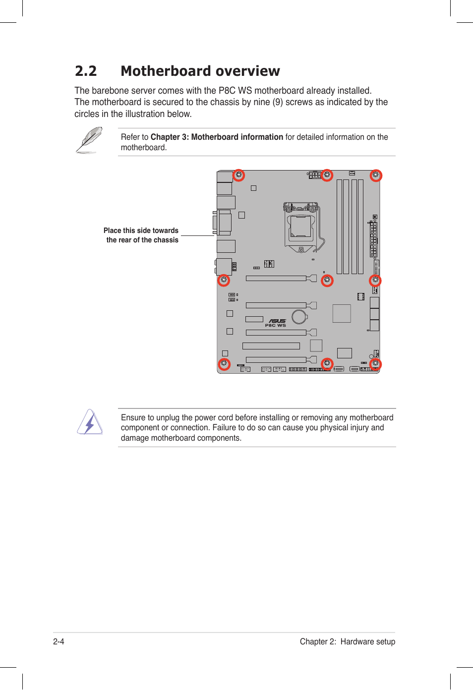 2 motherboard overview, Motherboard overview -4 | Asus ESC500 G2 User Manual | Page 22 / 140