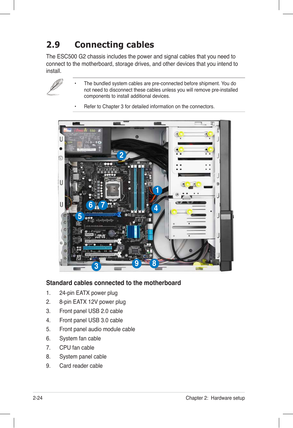 9 connecting cables, Connecting cables -24 | Asus ESC500 G2 User Manual | Page 42 / 140