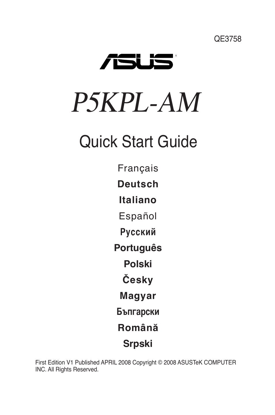 Asus P5KPL-I User Manual | 4 pages