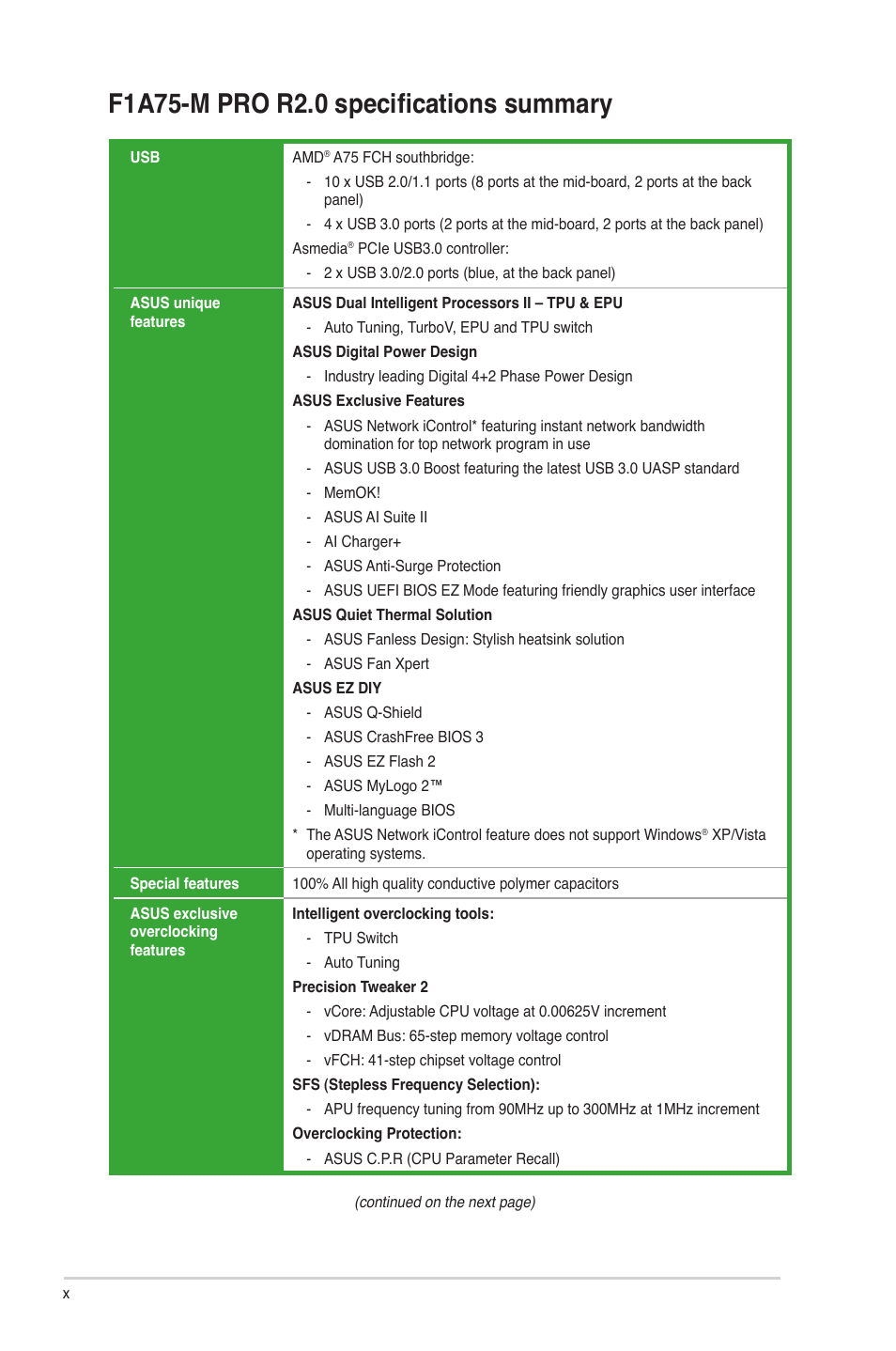 Asus F1A75-M PRO R2.0 User Manual | Page 10 / 78