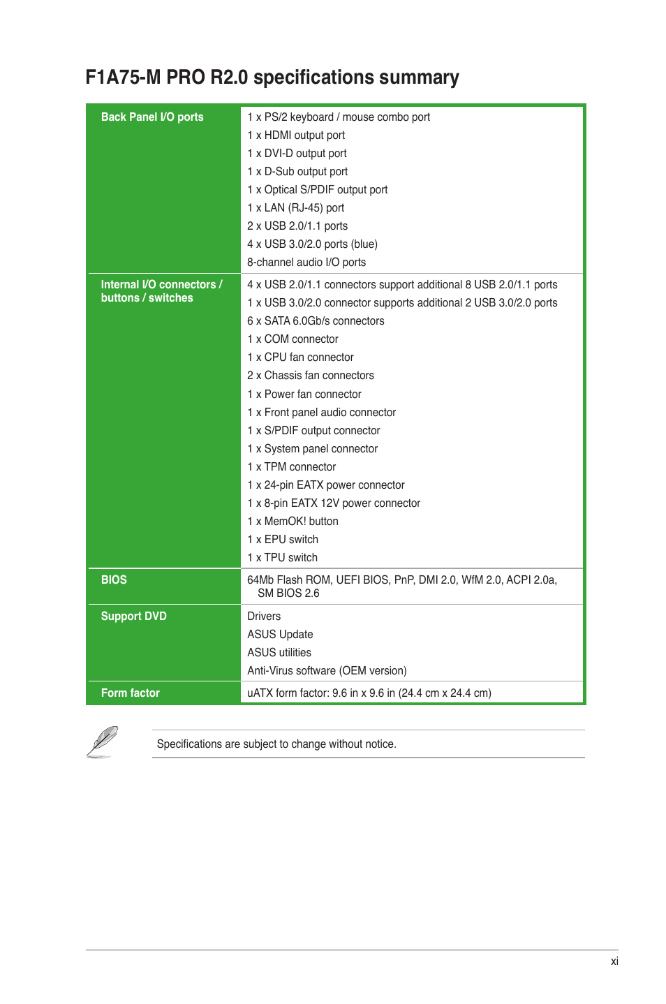 Asus F1A75-M PRO R2.0 User Manual | Page 11 / 78