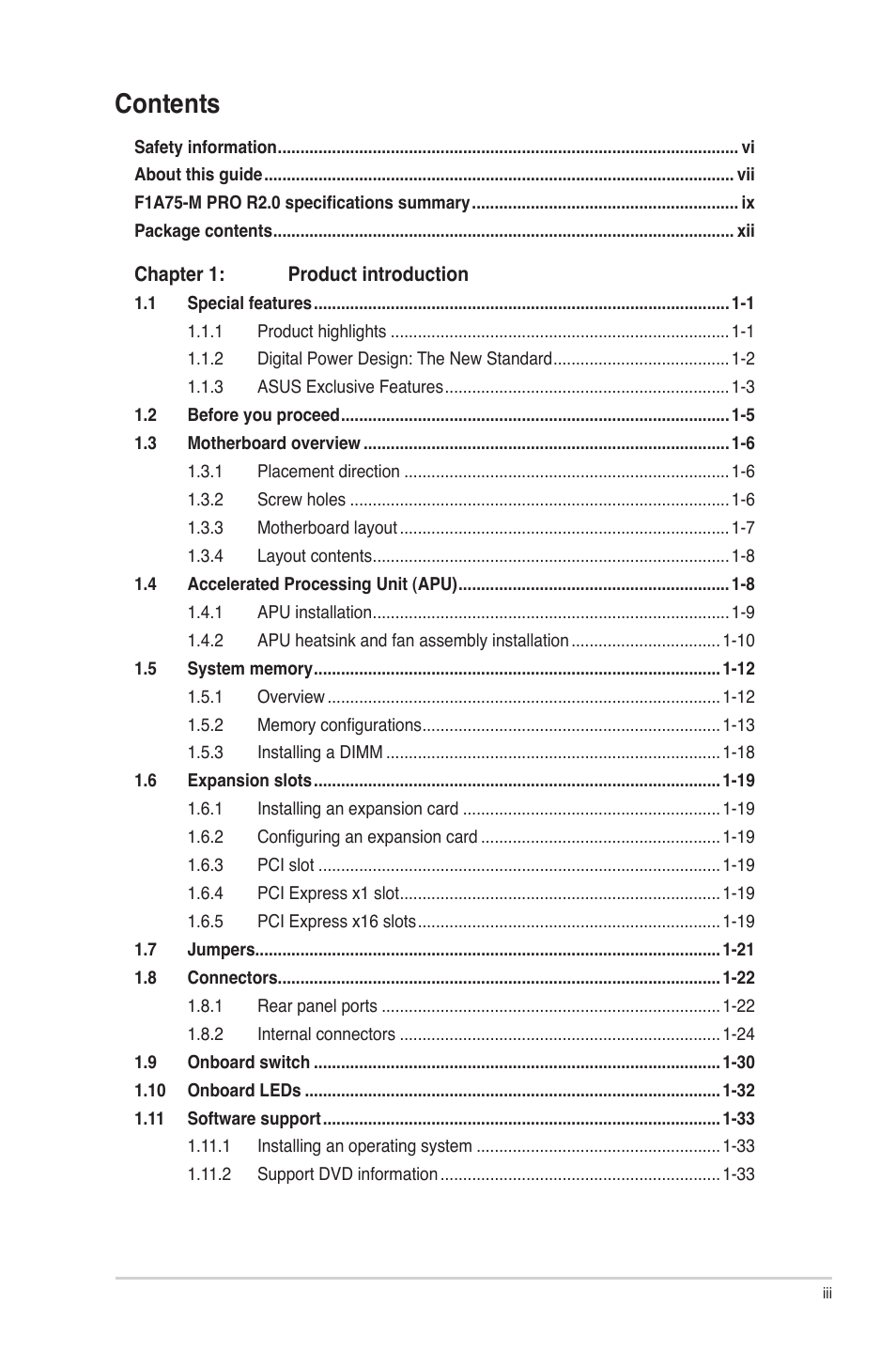 Asus F1A75-M PRO R2.0 User Manual | Page 3 / 78