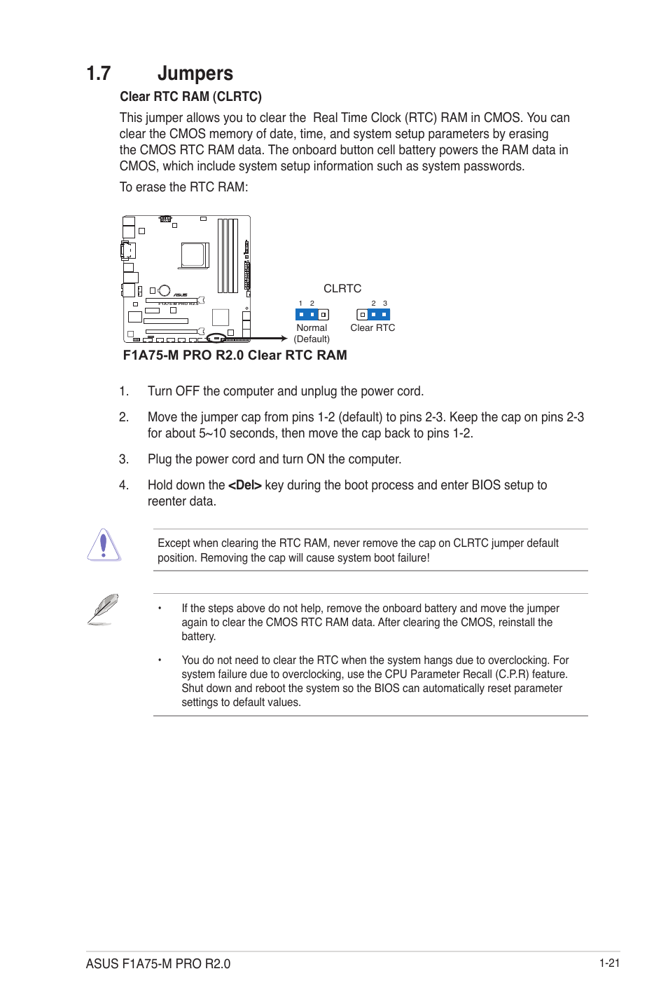 7 jumpers, 7 jumpers -21 | Asus F1A75-M PRO R2.0 User Manual | Page 33 / 78