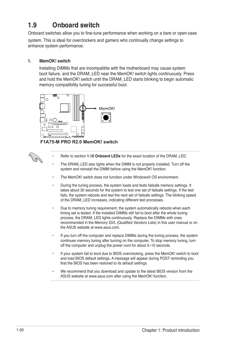 9 onboard switch, 9 onboard switch -30 | Asus F1A75-M PRO R2.0 User Manual | Page 42 / 78