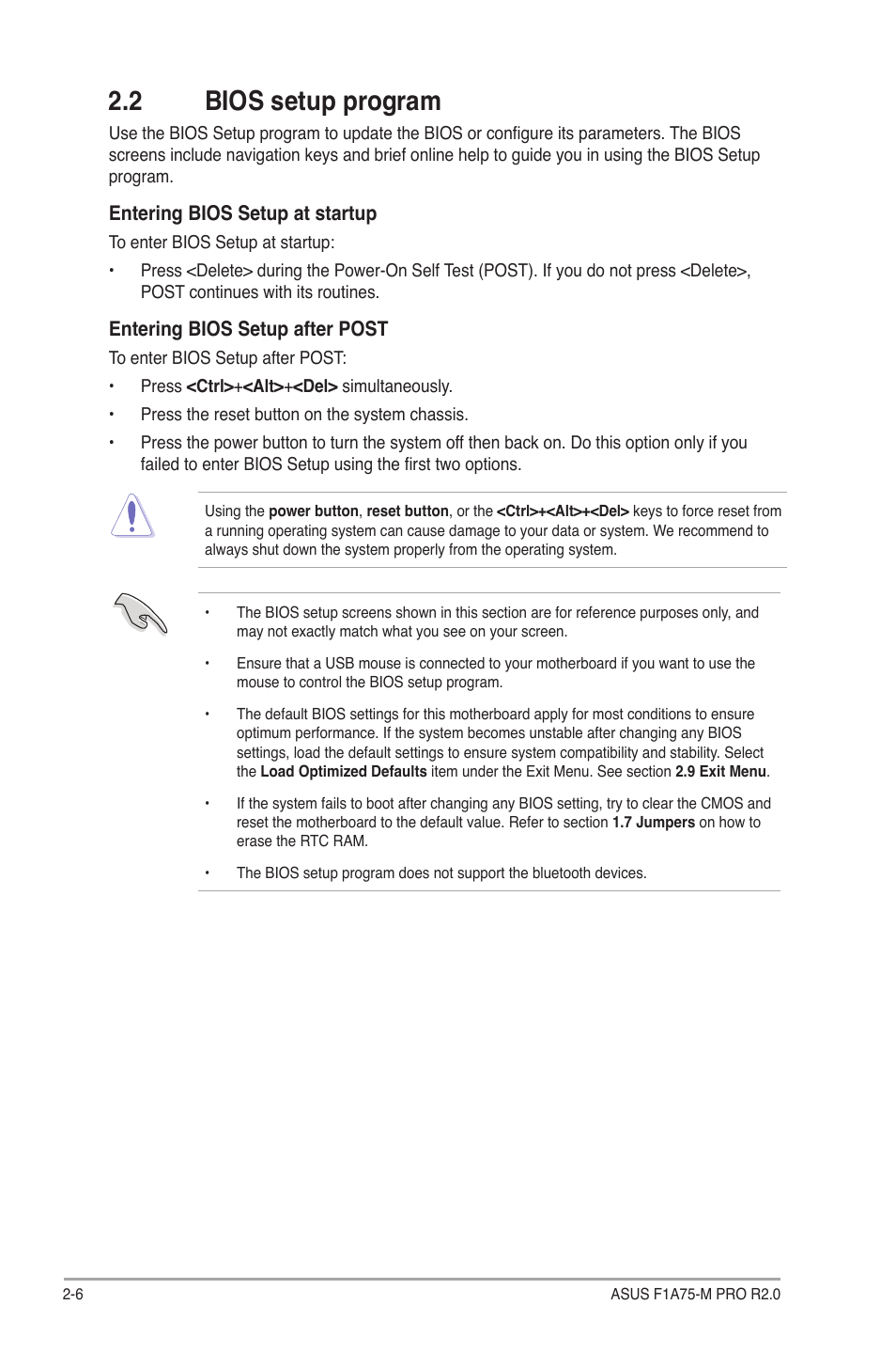 2 bios setup program, 2 bios setup program -6 | Asus F1A75-M PRO R2.0 User Manual | Page 52 / 78