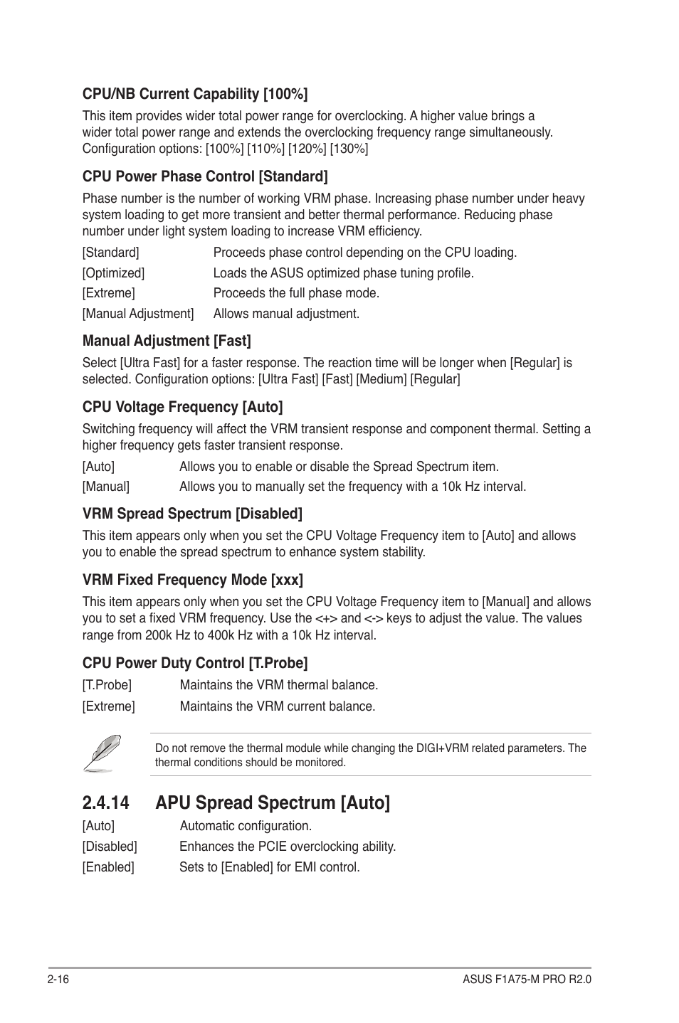 14 apu spread spectrum [auto, 14 apu spread spectrum [auto] -16 | Asus F1A75-M PRO R2.0 User Manual | Page 62 / 78