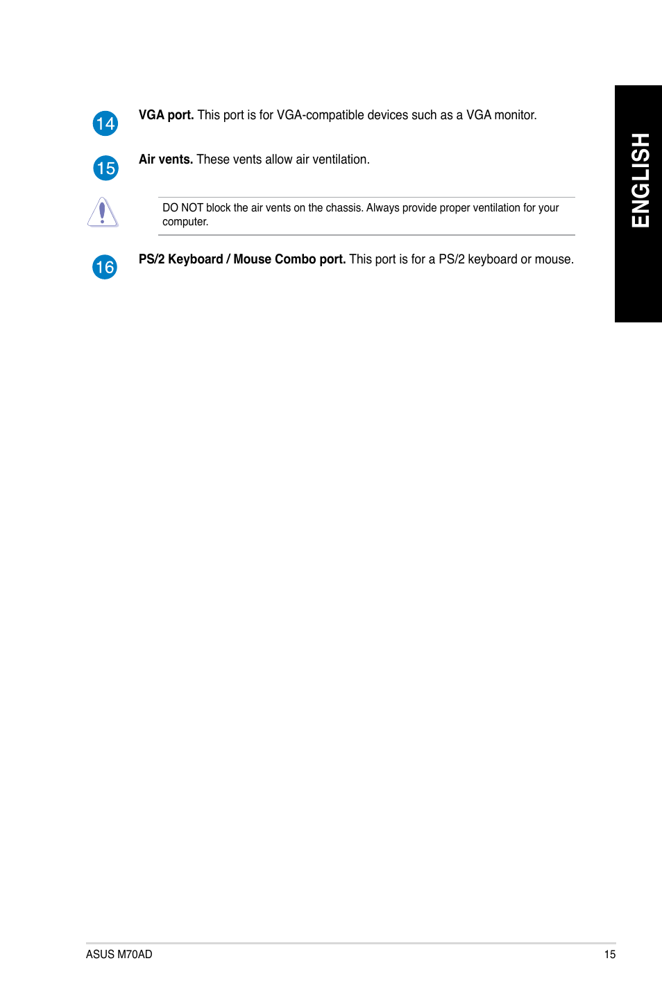 En gl is h en gl is h | Asus M70AD User Manual | Page 15 / 59