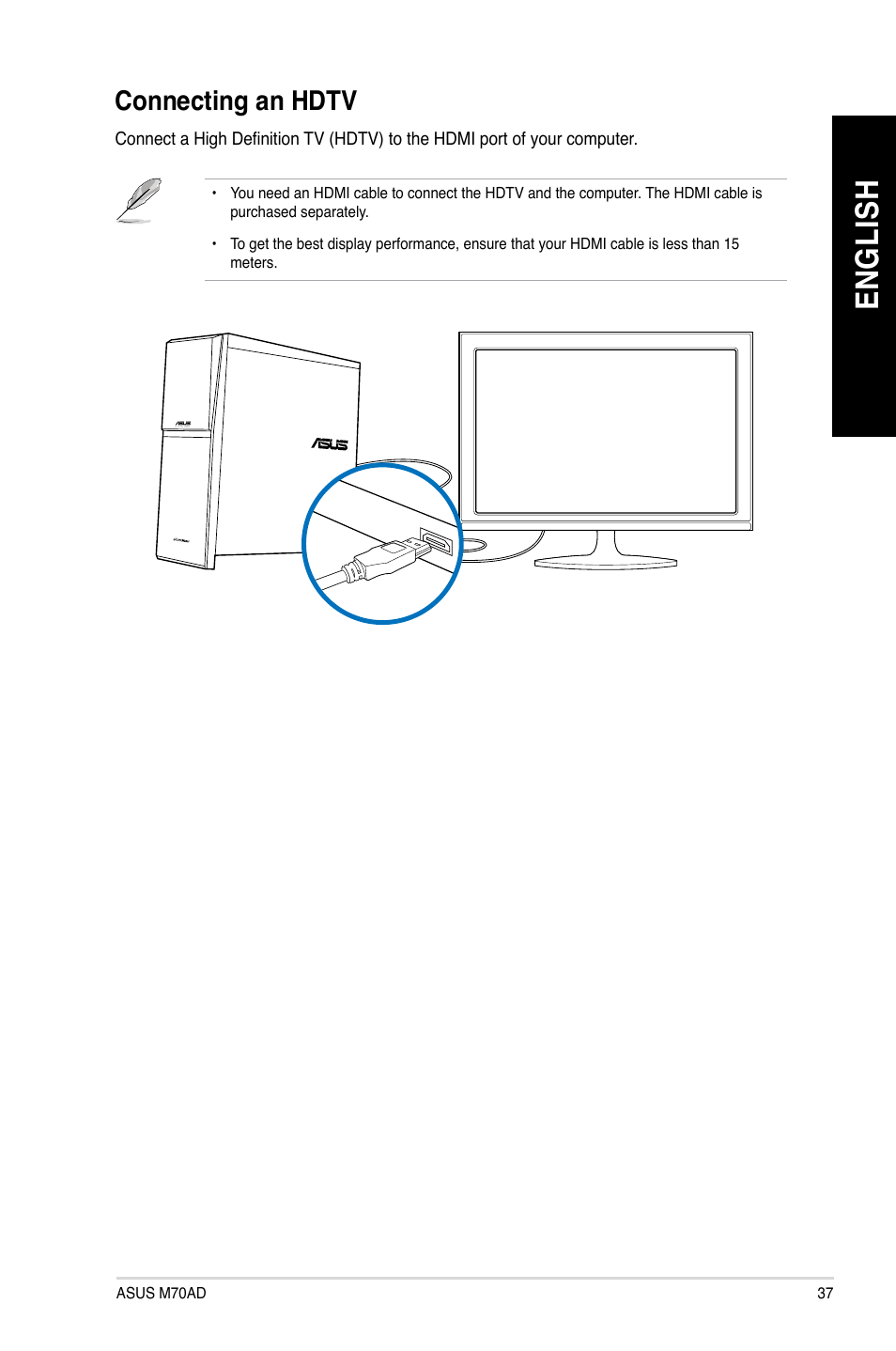 Connecting an hdtv, En gl is h en gl is h | Asus M70AD User Manual | Page 37 / 59