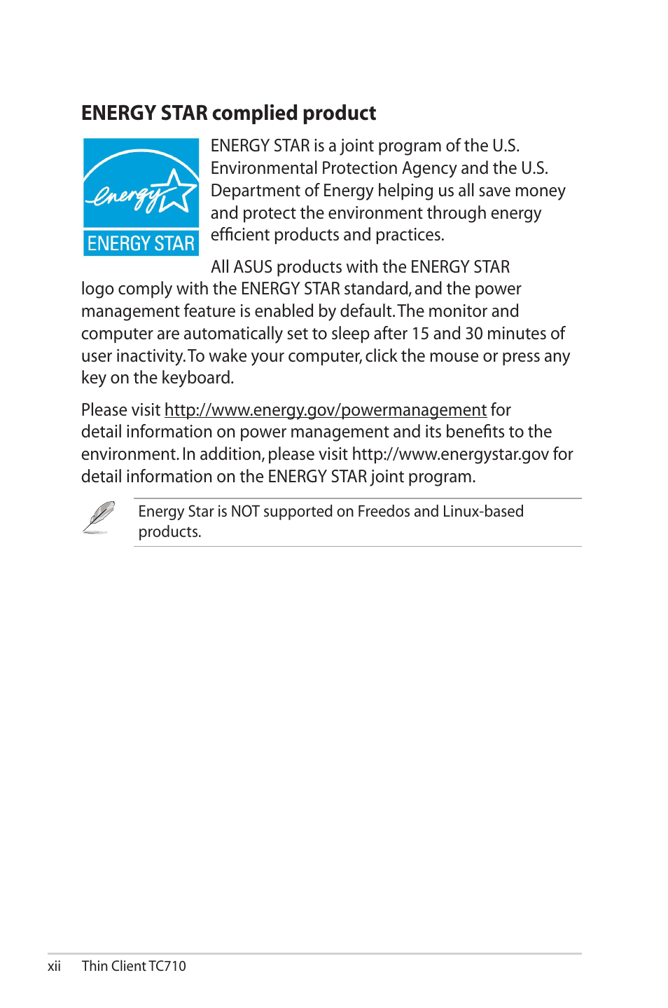 Energy star complied product | Asus TC710 User Manual | Page 12 / 40