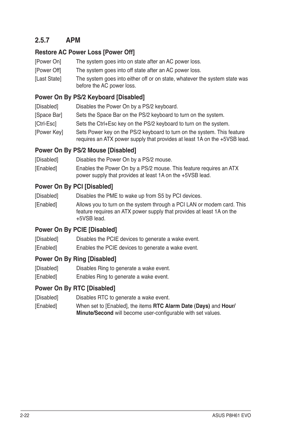 7 apm, Apm -22 | Asus P8H61 EVO User Manual | Page 66 / 76