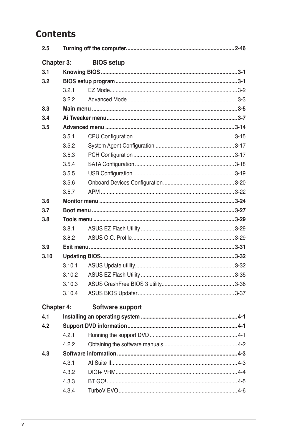 Asus P8P67 User Manual | Page 4 / 134