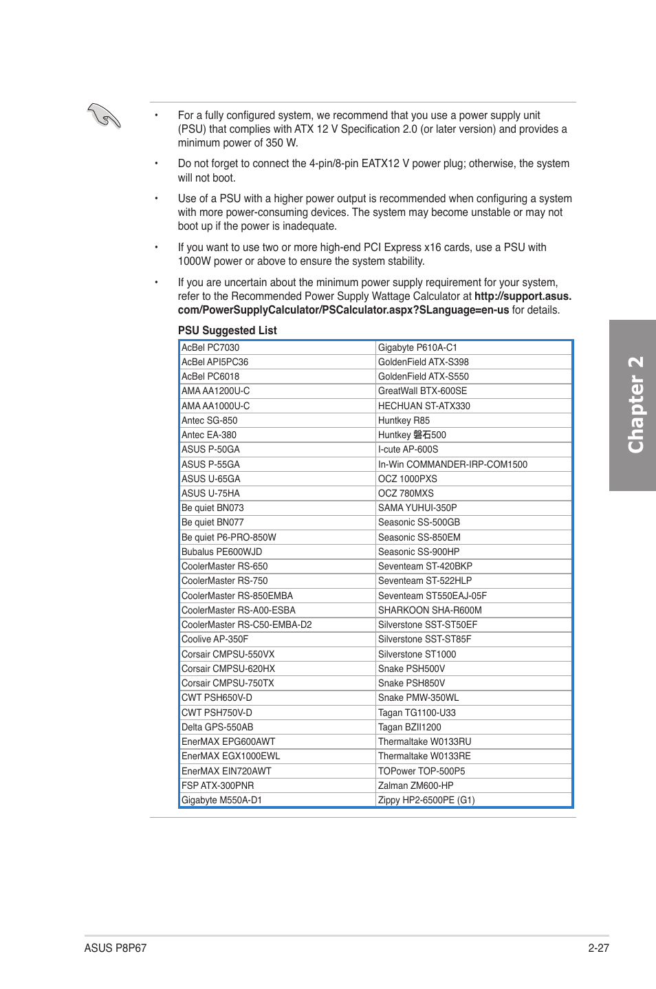 Chapter 2 | Asus P8P67 User Manual | Page 43 / 134