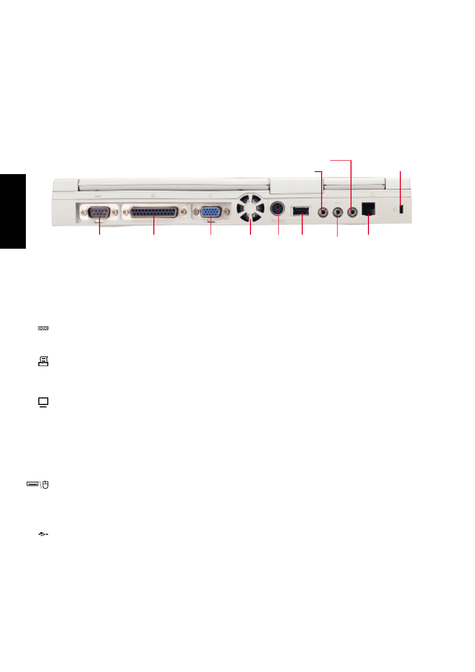 Rear side, Rear component descriptions | Asus L7 User Manual | Page 22 / 86