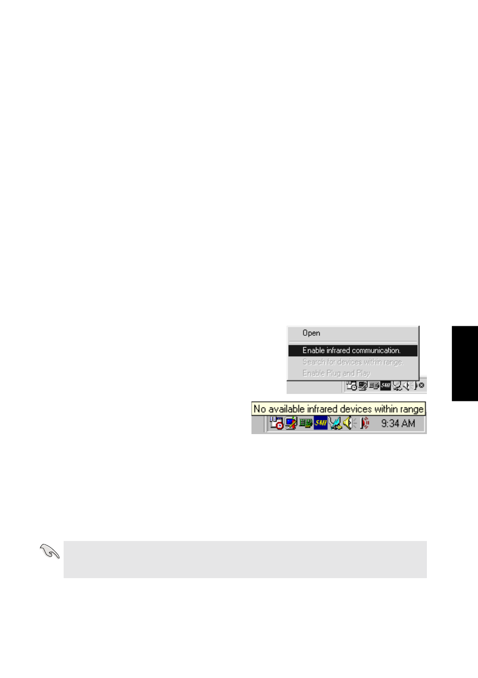 Ir wireless communication, Guidelines for using ir communication, Enabling infrared | Asus L7 User Manual | Page 47 / 86