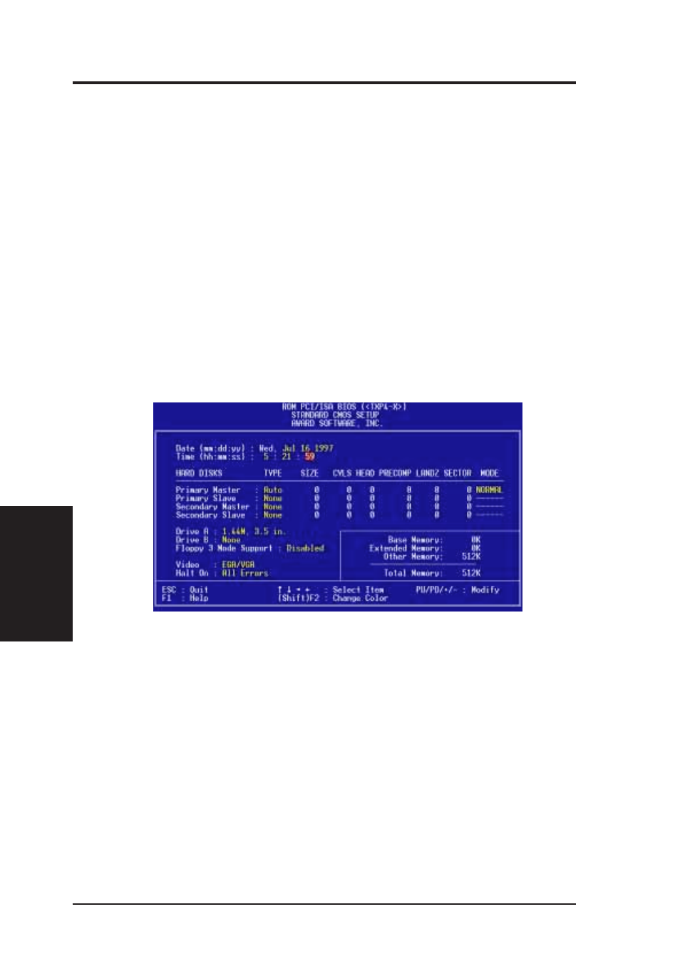 Iv. bios software, Standard cmos setup | Asus TXP4-X User Manual | Page 38 / 62