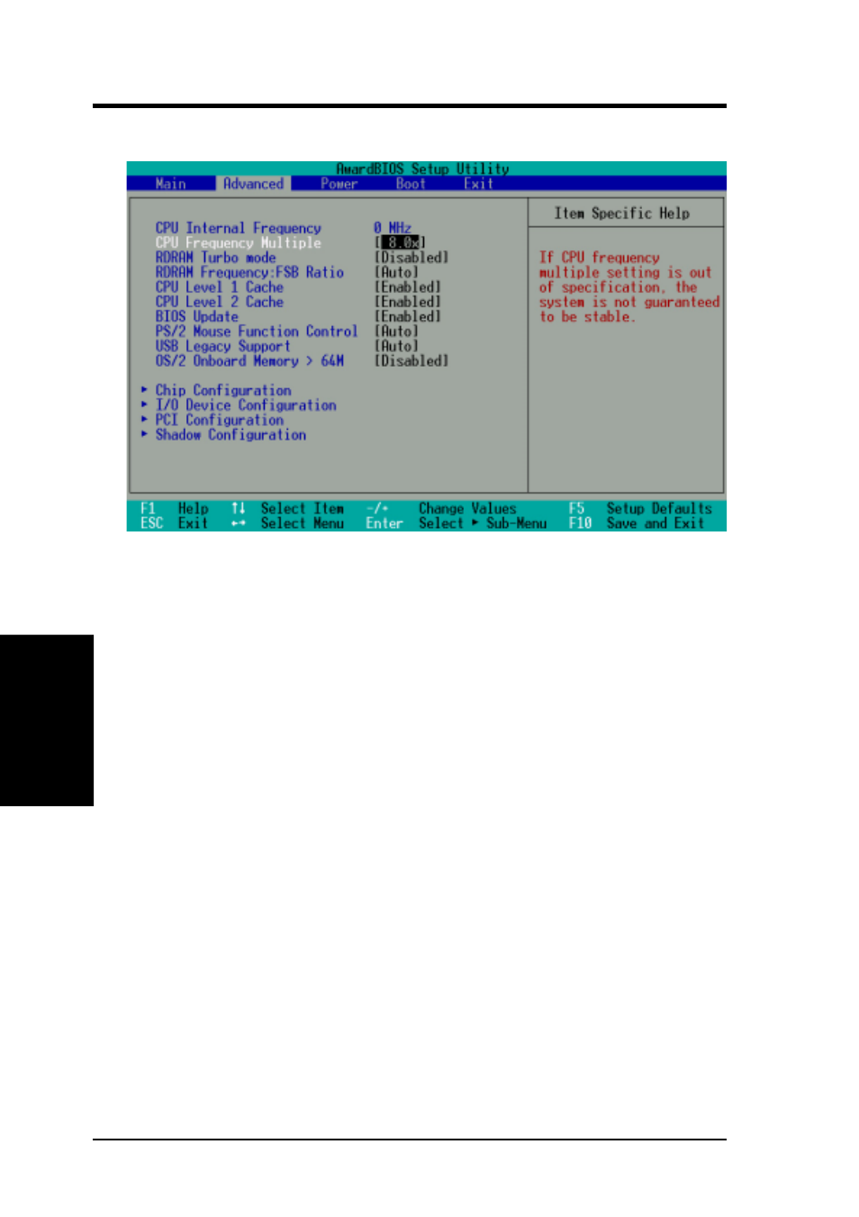 Bios setup, 4 advanced menu | Asus P4T-EM User Manual | Page 56 / 96