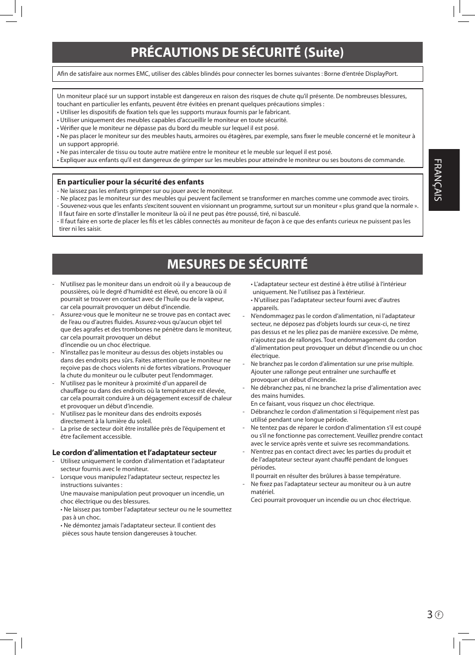 Fr anç ais | Asus PQ321QE User Manual | Page 13 / 52