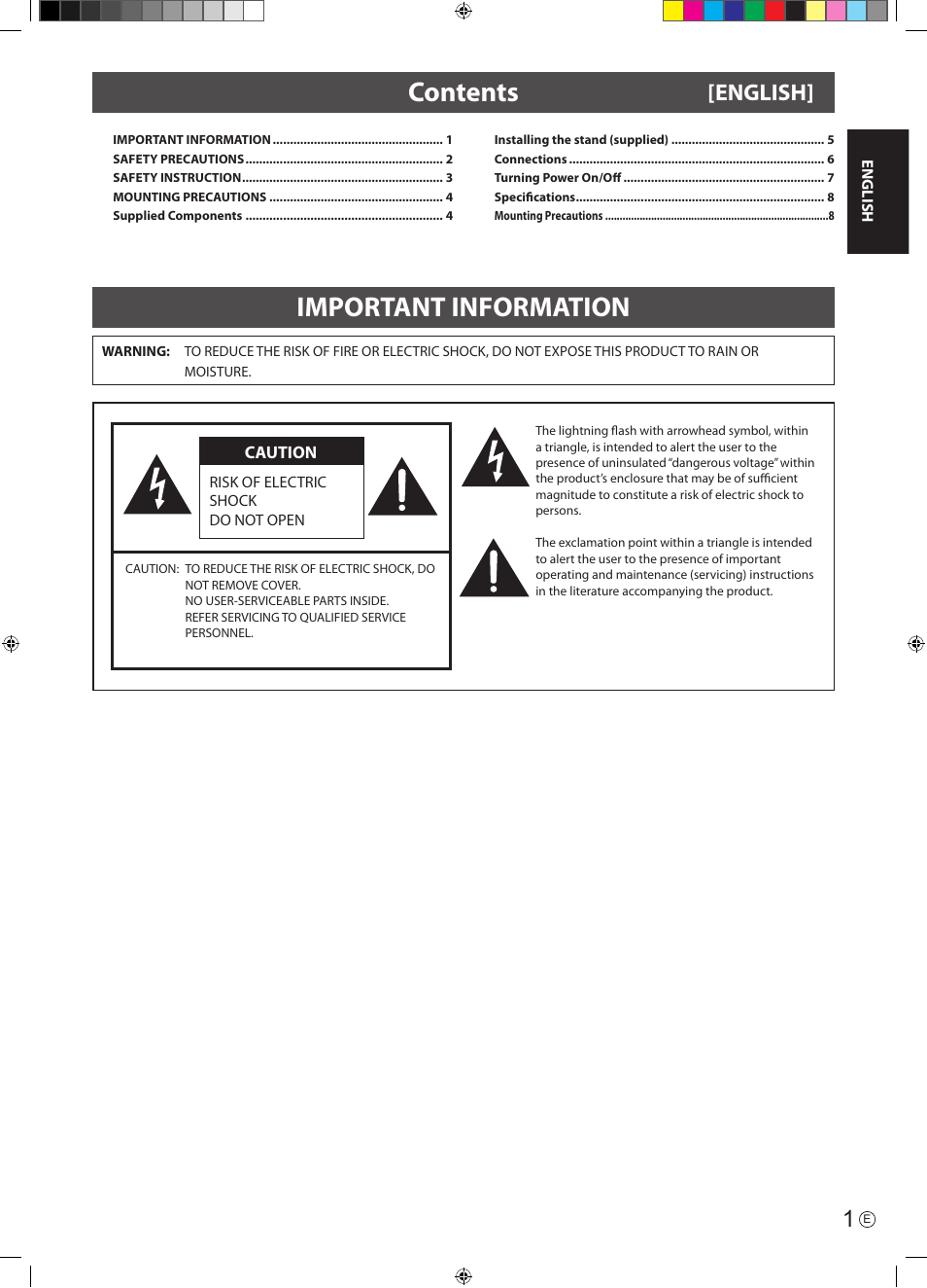 Important information, Important information contents, English | Asus PQ321QE User Manual | Page 3 / 52