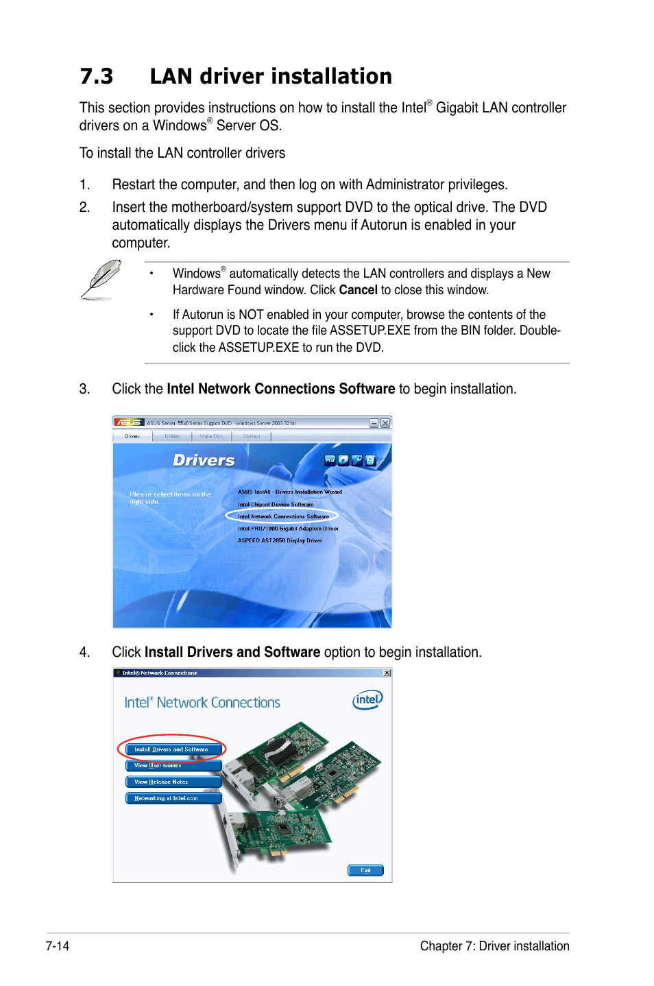 3 lan driver installation, Lan driver installation -14 | Asus RS520-E6/RS8 User Manual | Page 140 / 146