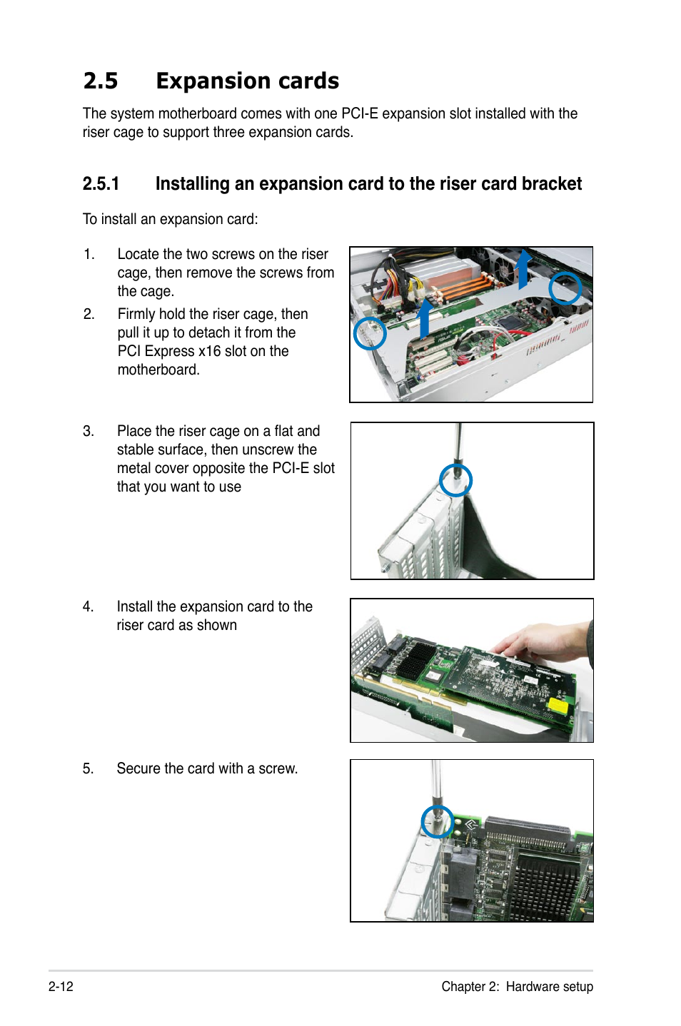 5 expansion cards, Expansion cards -12 2.5.1 | Asus RS520-E6/RS8 User Manual | Page 30 / 146