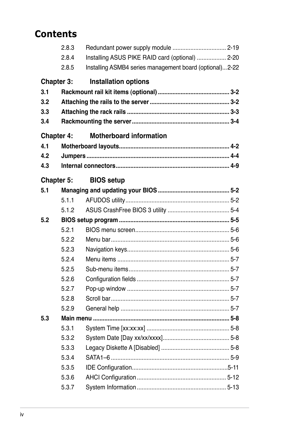 Asus RS520-E6/RS8 User Manual | Page 4 / 146