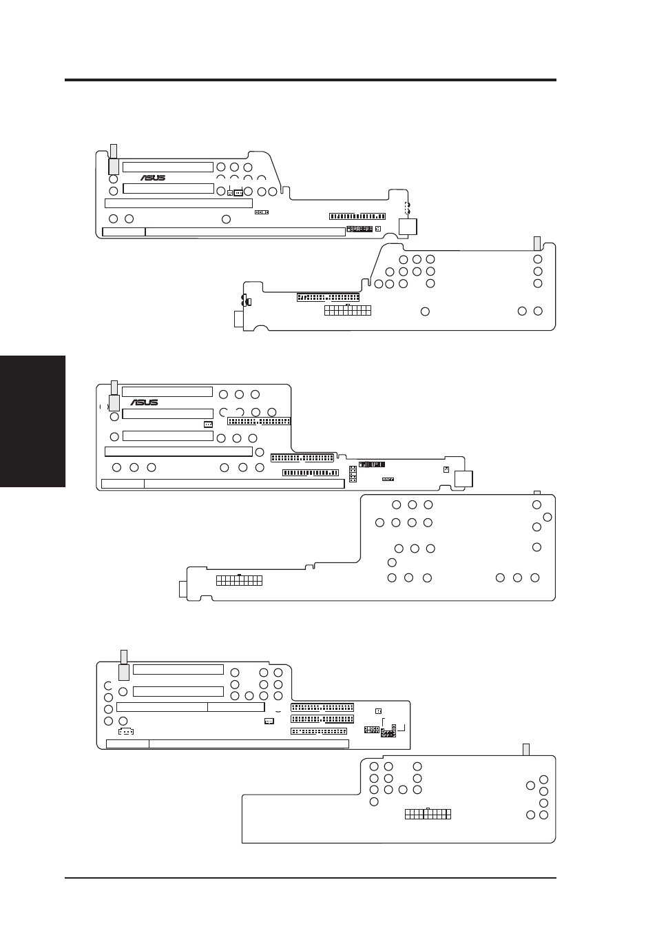 Hardware setup, 2 riser card layout, 14 asus mes-n user’s manual | Riser card parts & layout 3. h/w setup, Nlx-r riser card front, B9-n riser card back, B9-n riser card front, Nlx-r riser card back, Yeong-yang riser card front, Yeong-yang riser card back | Asus MES-N User Manual | Page 14 / 104