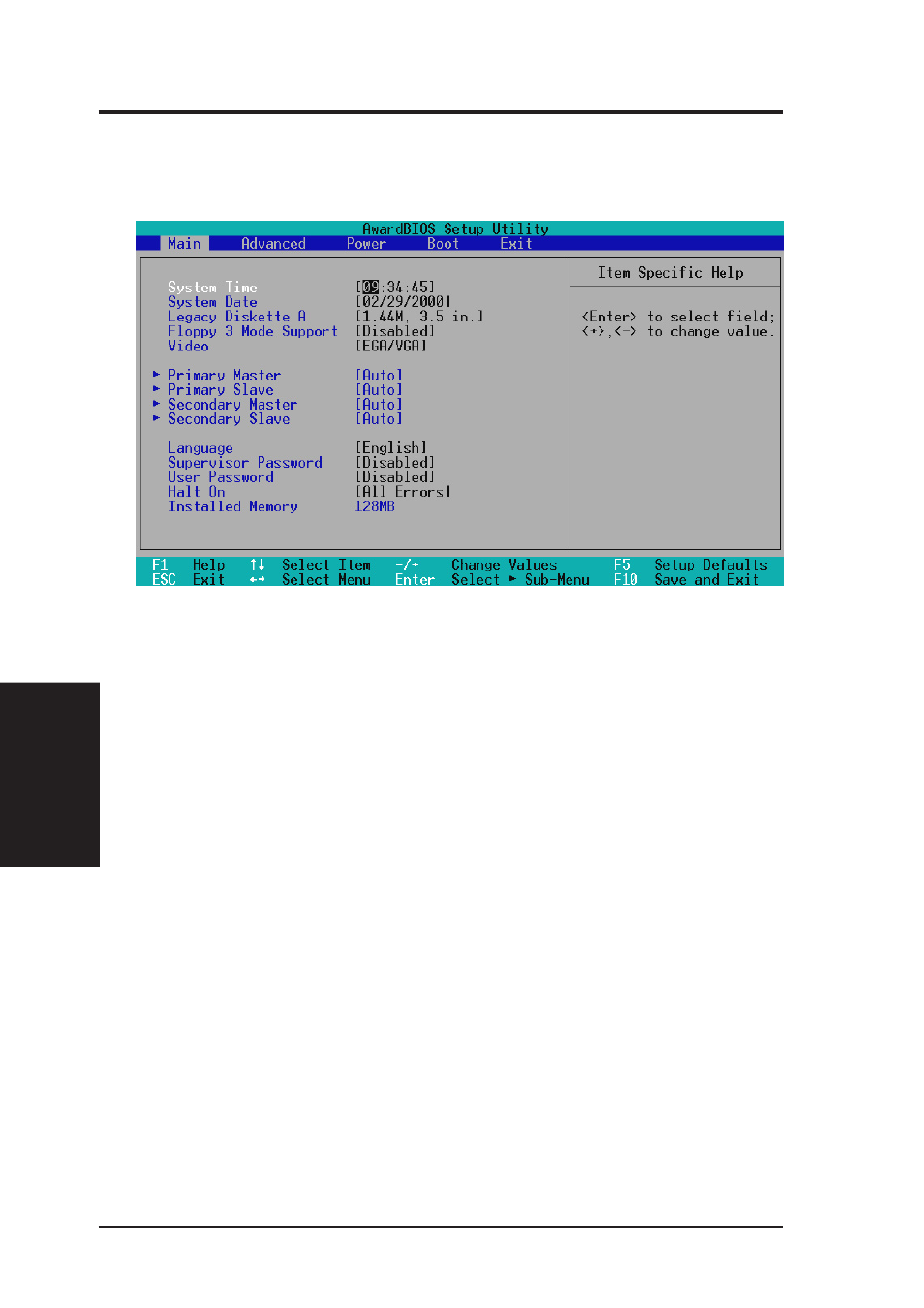 Bios setup, 3 main menu | Asus MES-N User Manual | Page 48 / 104