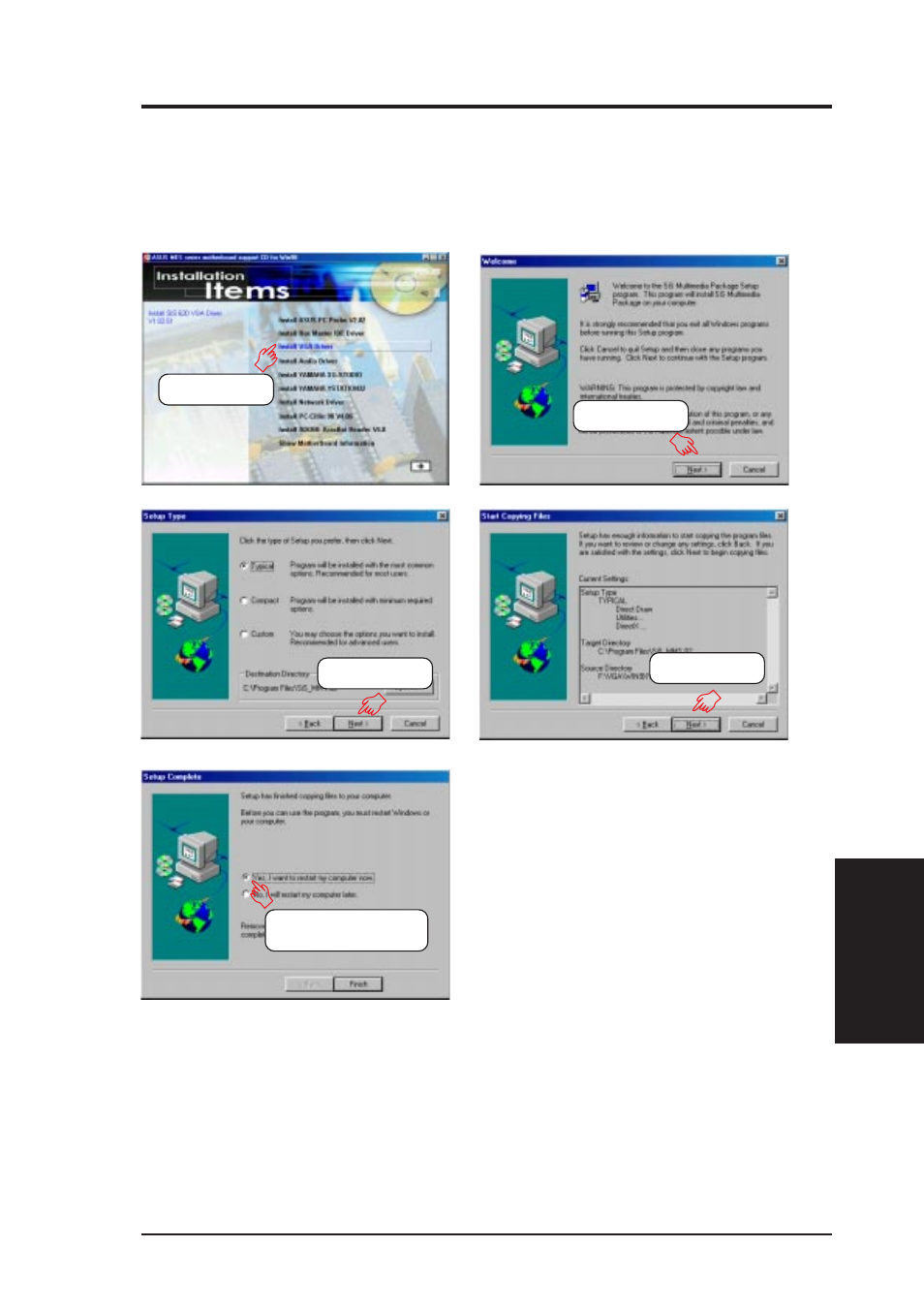 Software setup, 5 install vga driver | Asus MES-N User Manual | Page 75 / 104