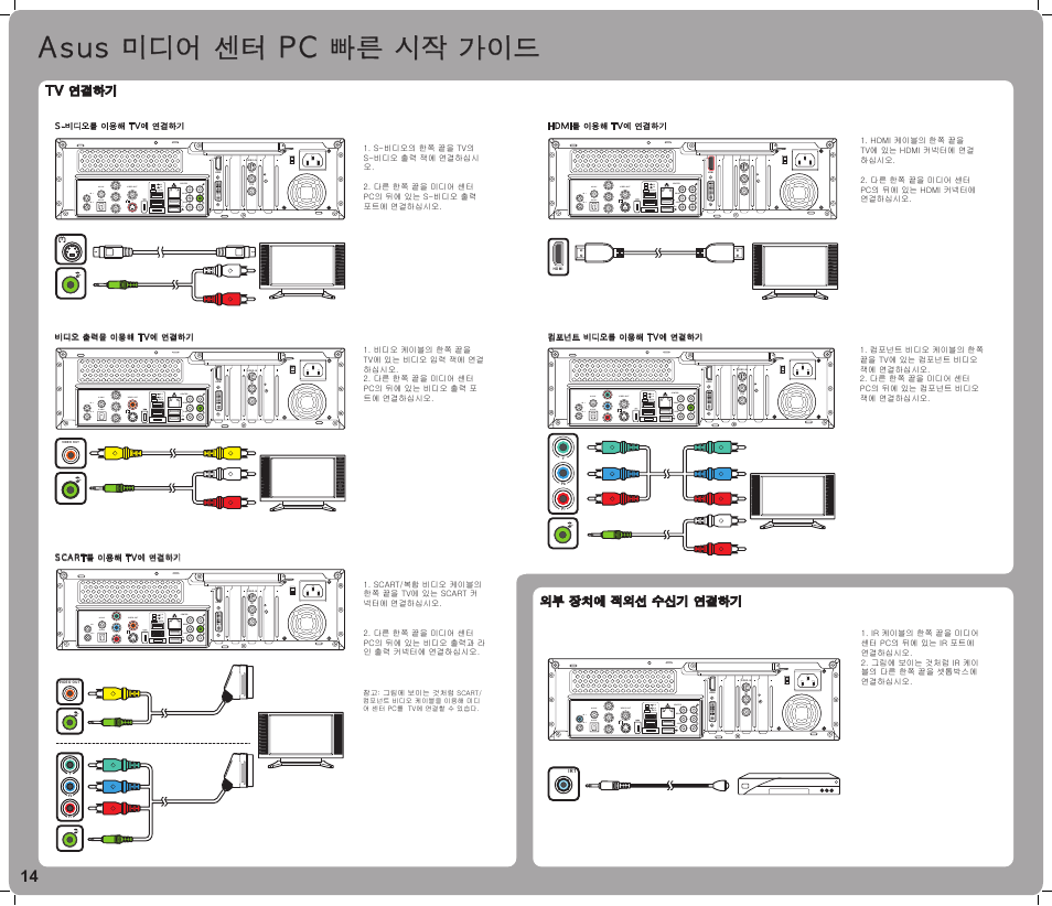 Asus 미디어 센터 pc 빠른 시작 가이드 | Asus Asteio D22 User Manual | Page 14 / 20